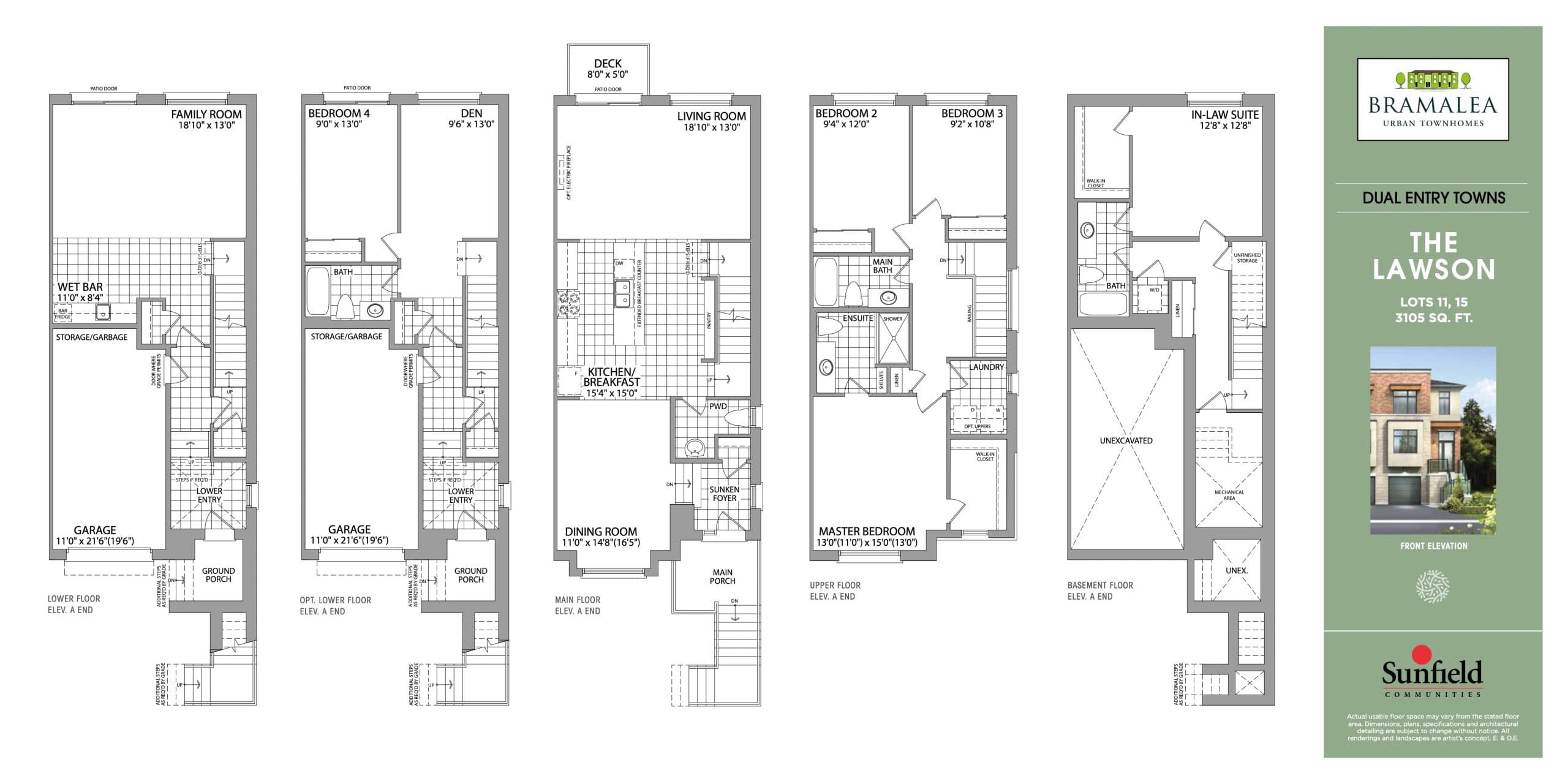 The Lawson Floor Plan at Bramalea Urban Towns - 3105 sq.ft