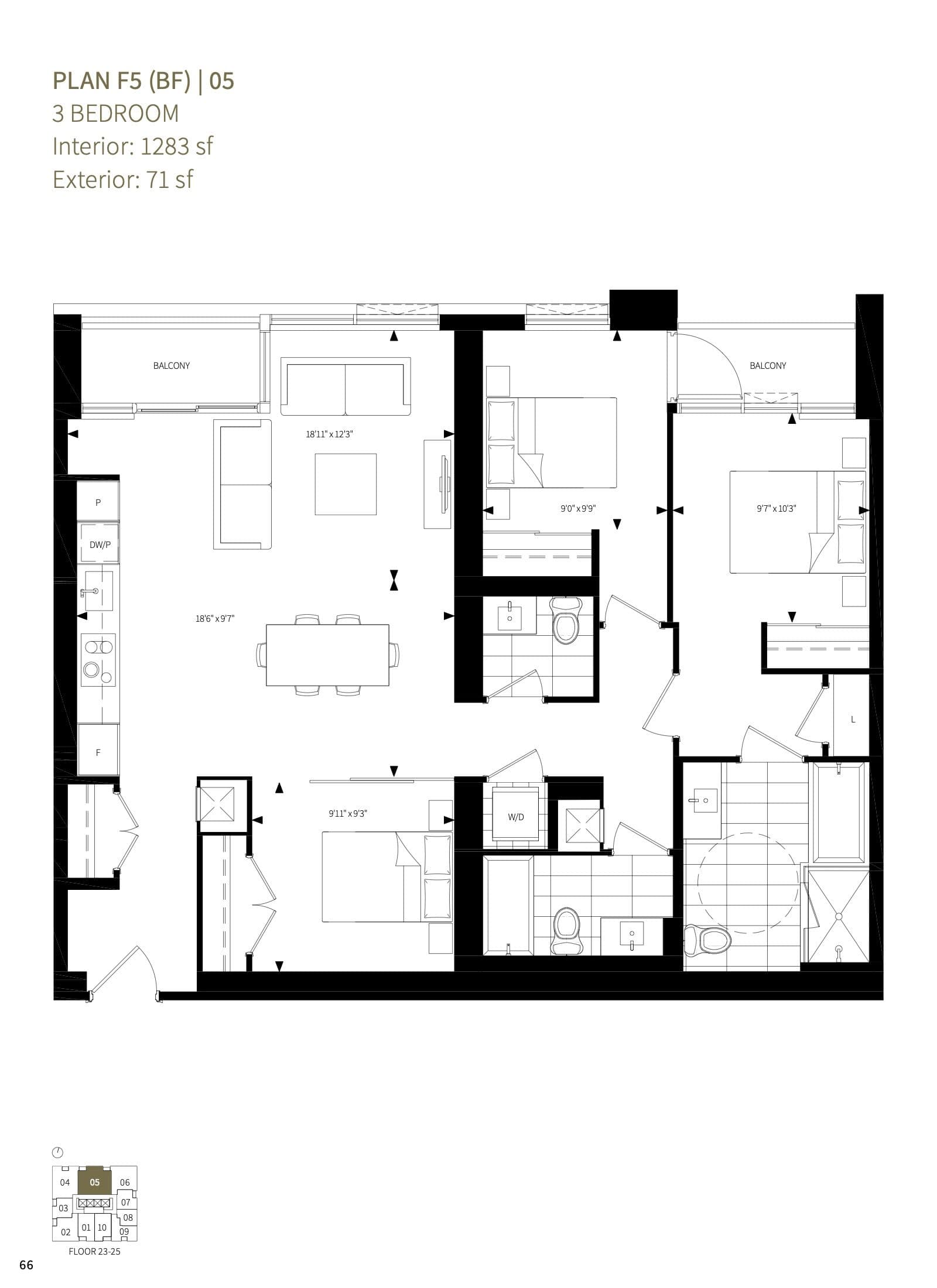 Plan F5 (BF) | 05 Floor Plan at Burke Condos - 1283 sq.ft
