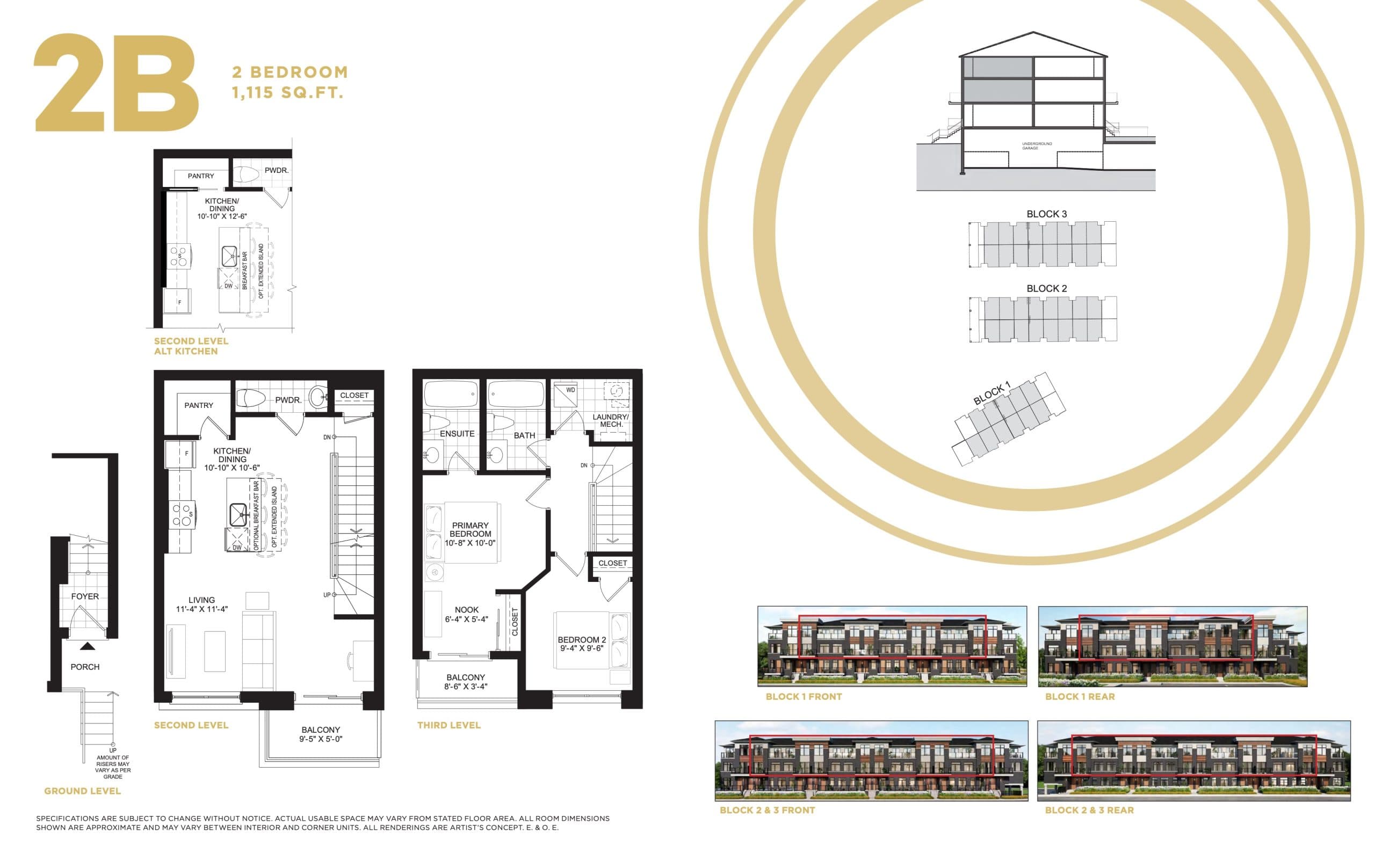 2B Floor Plan at Central District Towns - 1115 sq.ft