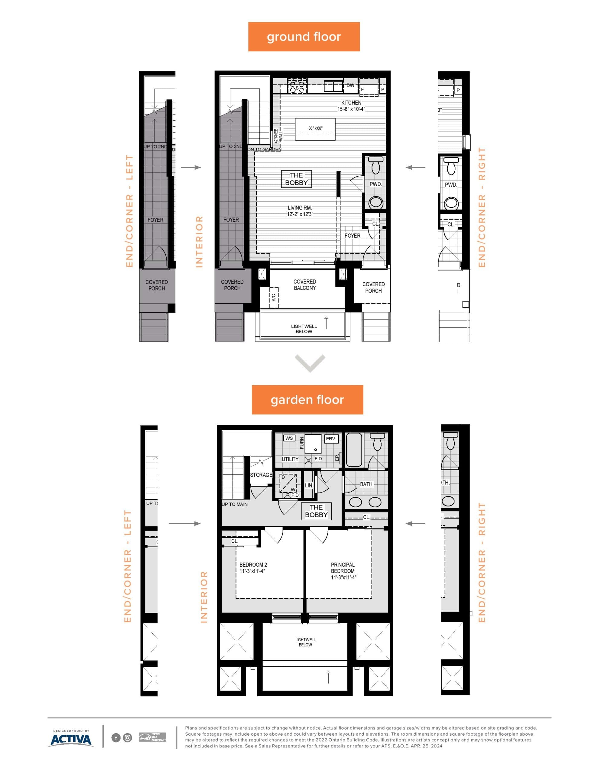 The Bobby Floor Plan at Erinbrook Towns - 1132 sq.ft