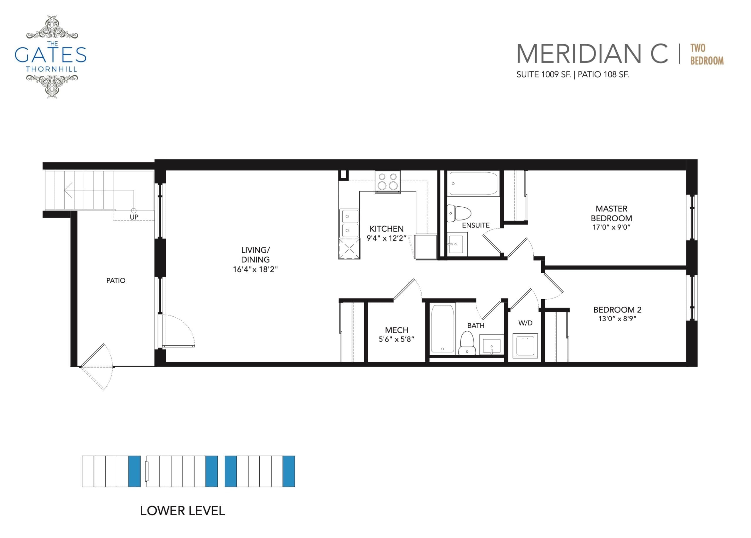 Meridian C Floor Plan at Gates of Thornhill Condos - 1009 sq.ft