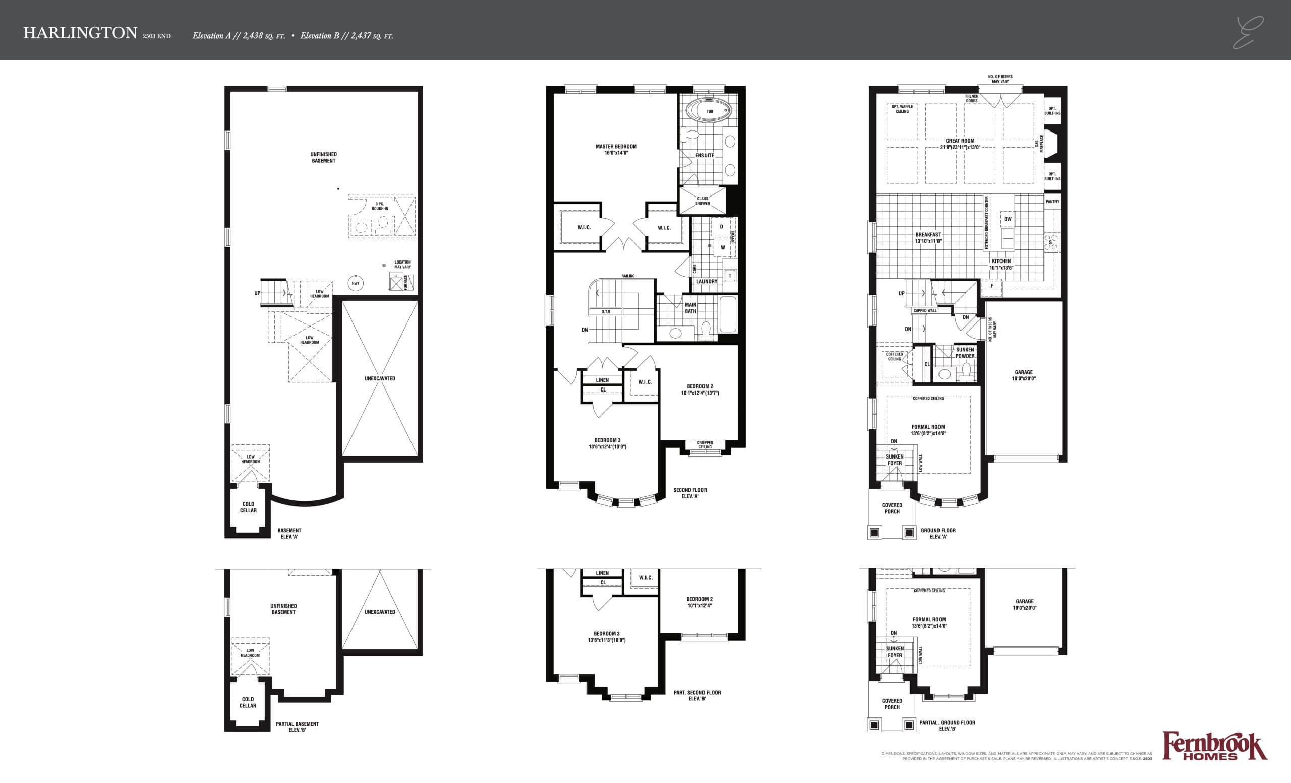 Harlington Floor Plan at Glen Abbey Encore by Fernbrook Homes - 2438 sq.ft