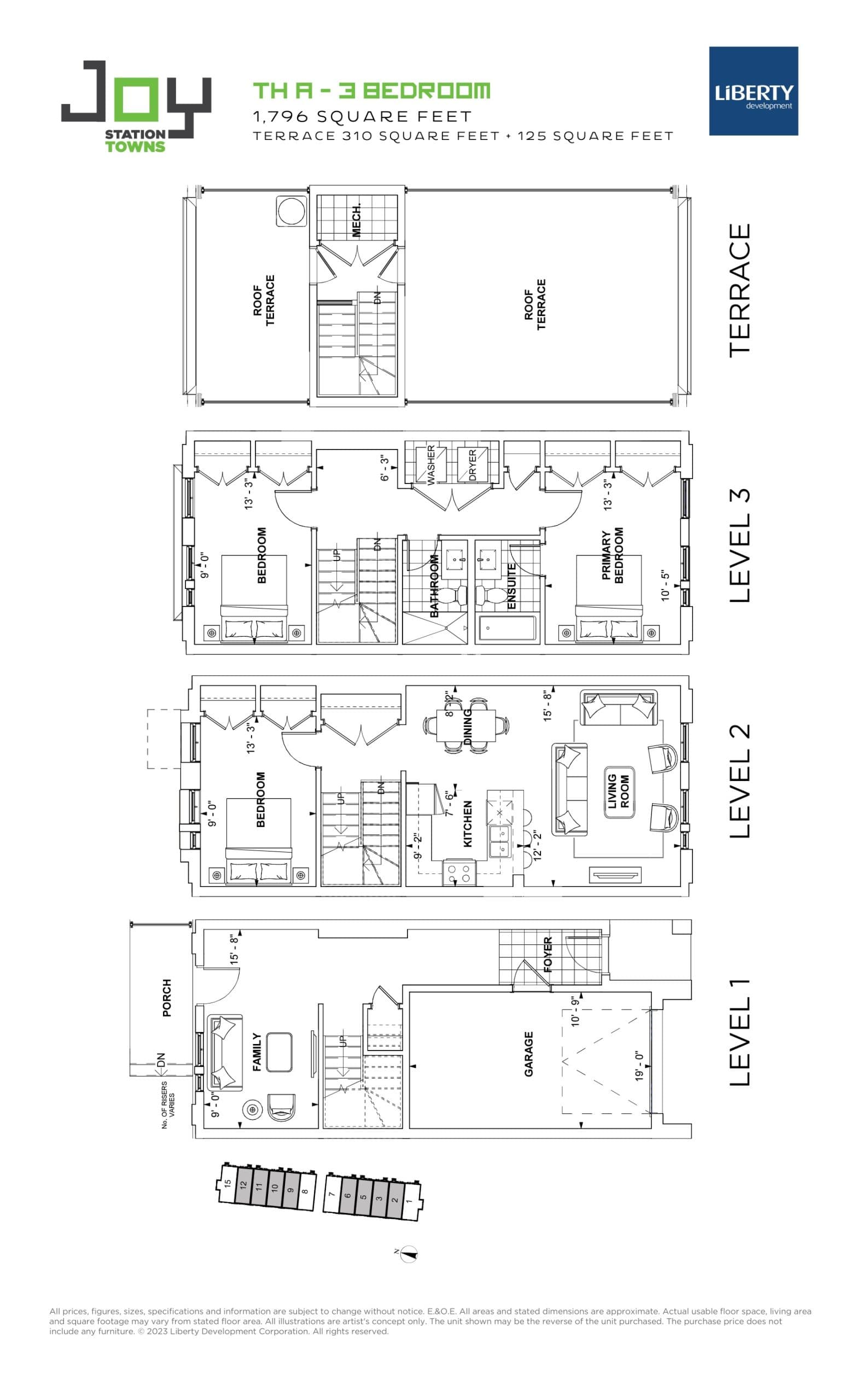 TH A Floor Plan at Joy Station Towns - 1796 sq.ft