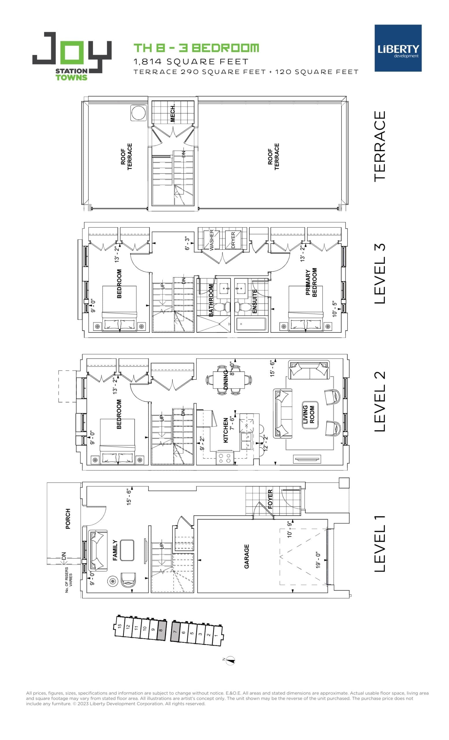 TH B Floor Plan at Joy Station Towns - 1814 sq.ft