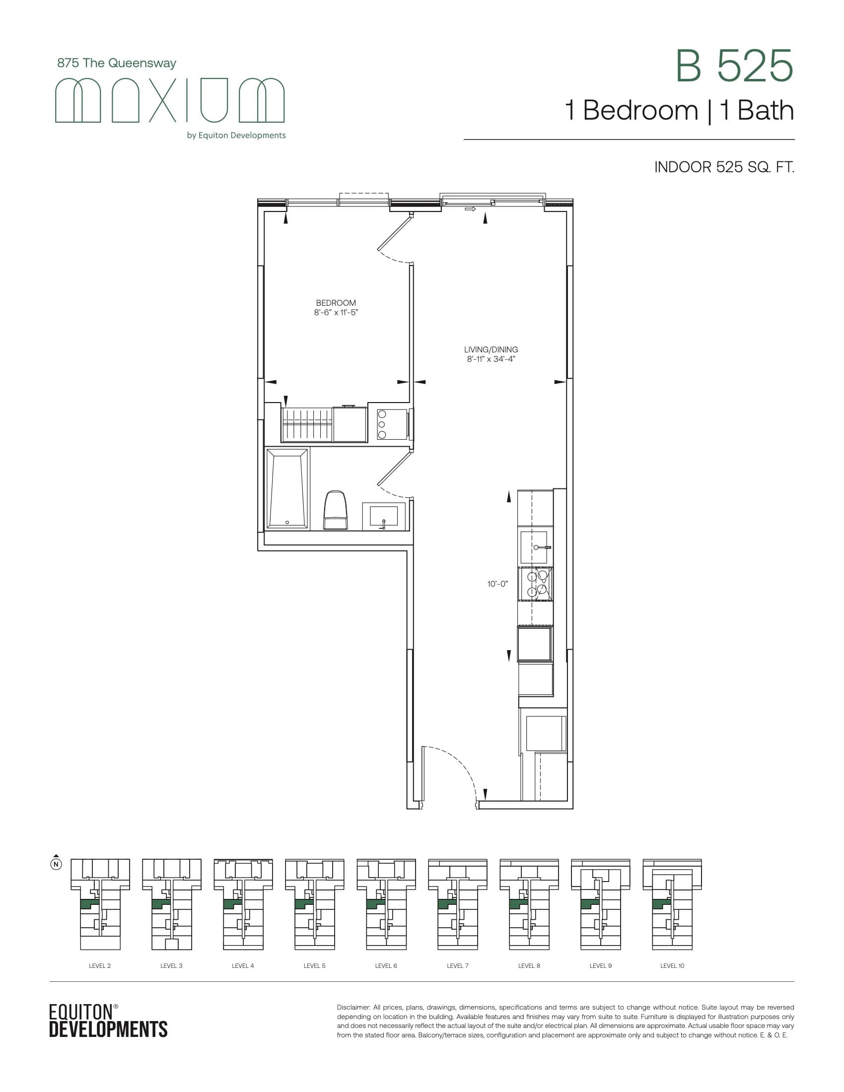 B 525 (Elevate Collection) Floor Plan at Maxium Condos - 525 sq.ft