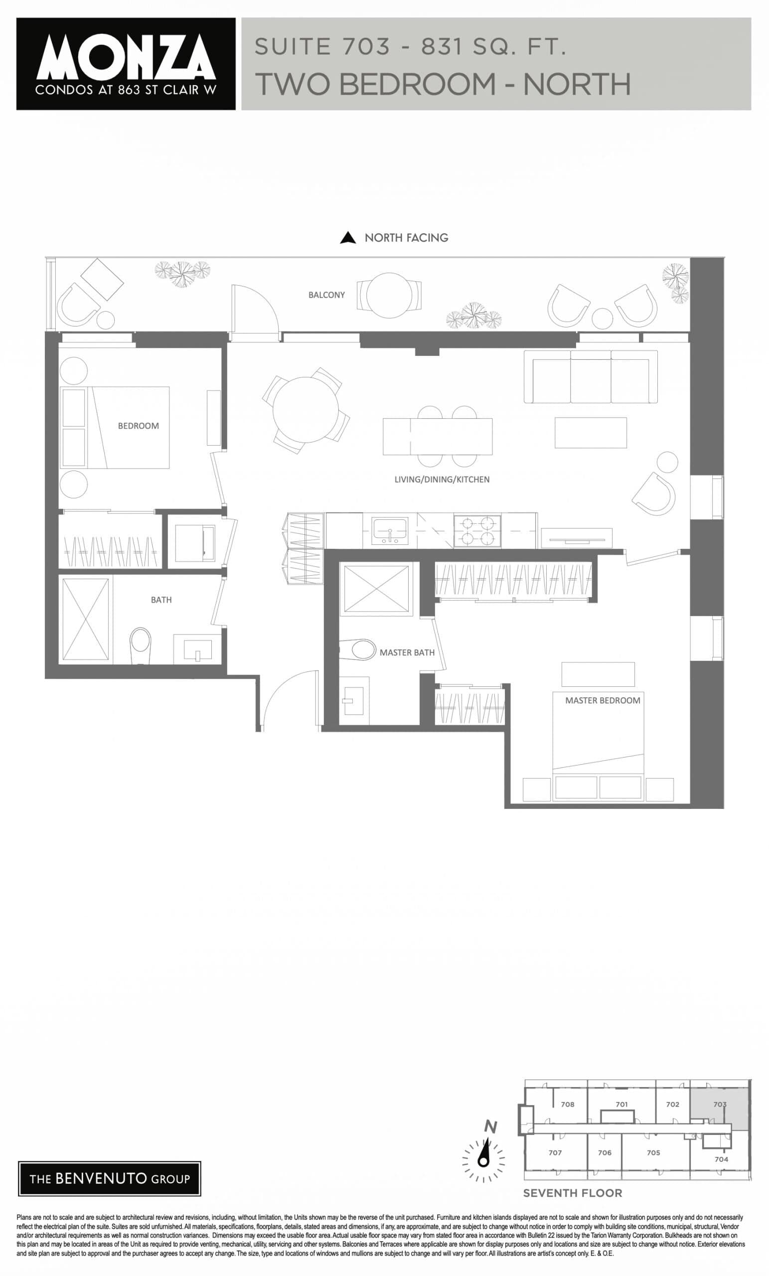 Suite 703 Floor Plan at Monza Condos - 831 sq.ft