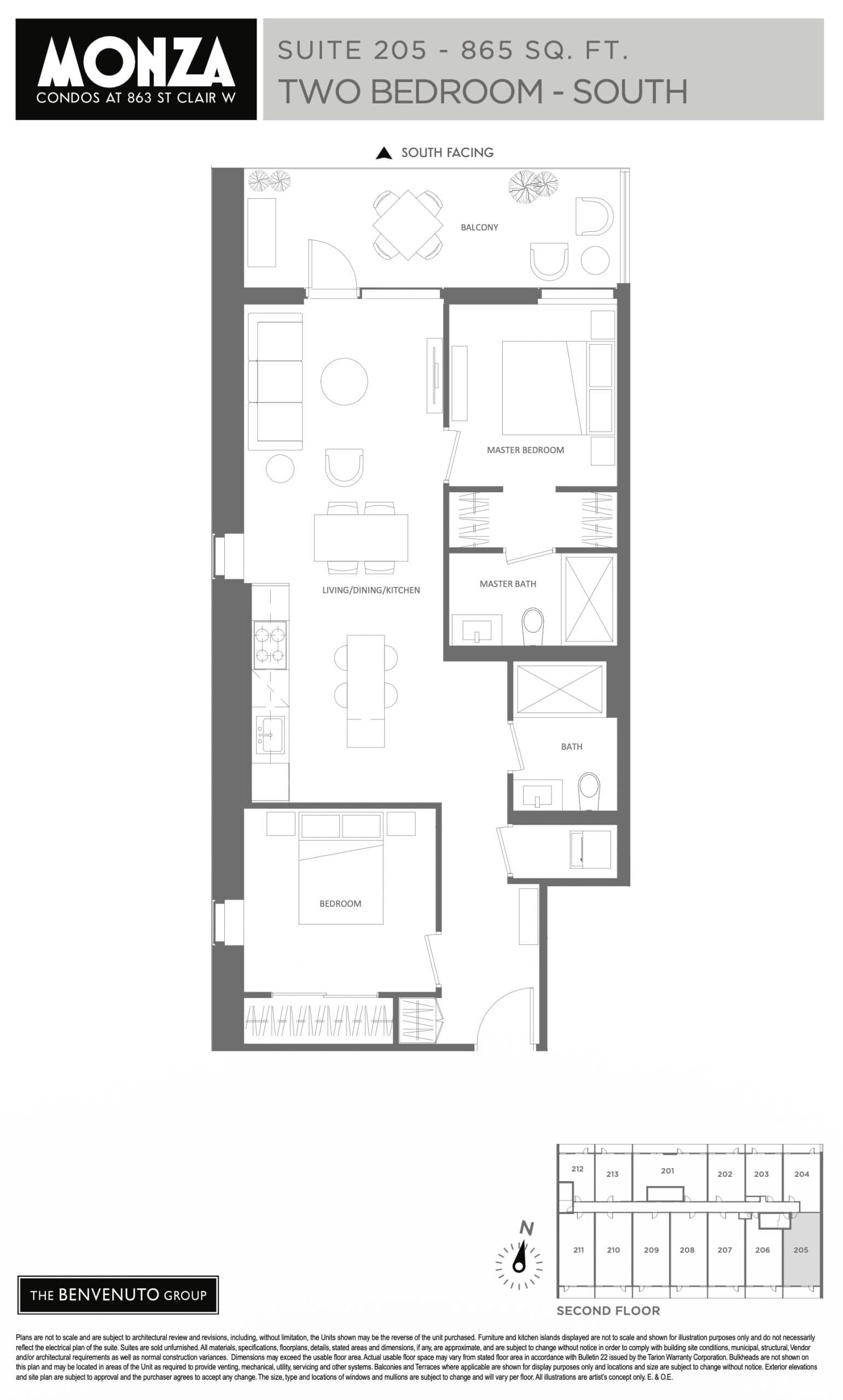Suite 205 Floor Plan at Monza Condos - 865 sq.ft