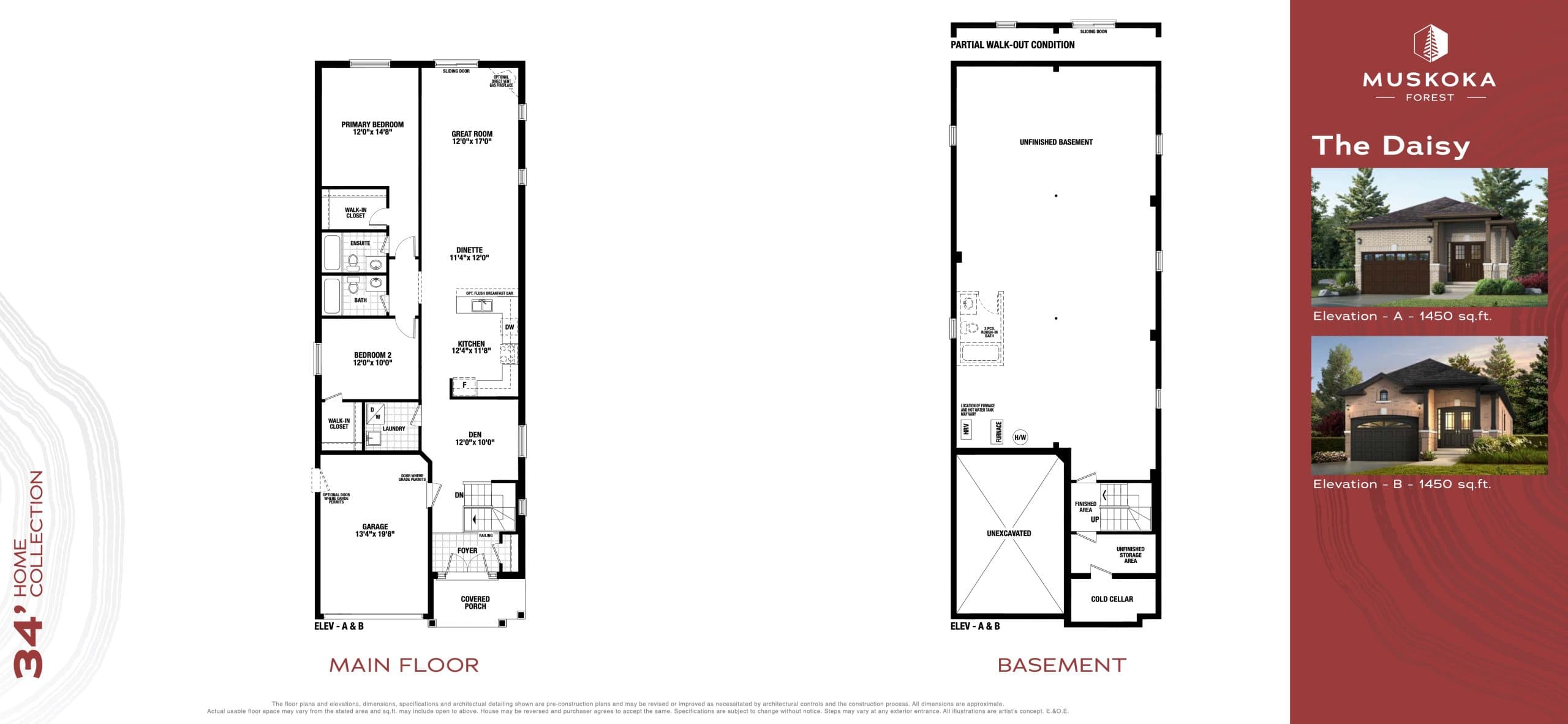 The Daisy Floor Plan at Muskoka Forest Homes - 1450 sq.ft
