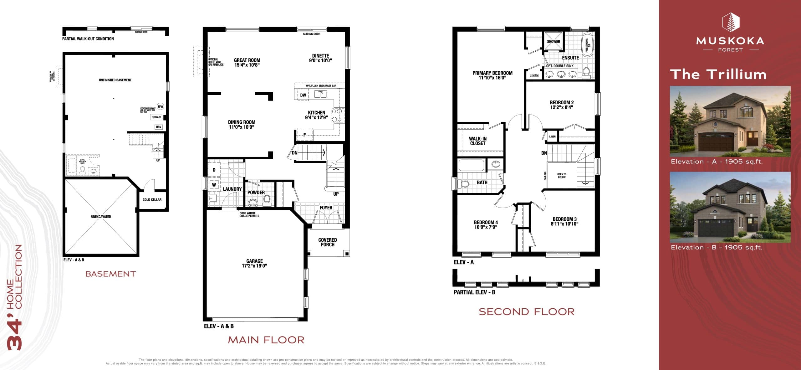 The Trillium Floor Plan at Muskoka Forest Homes - 1905 sq.ft