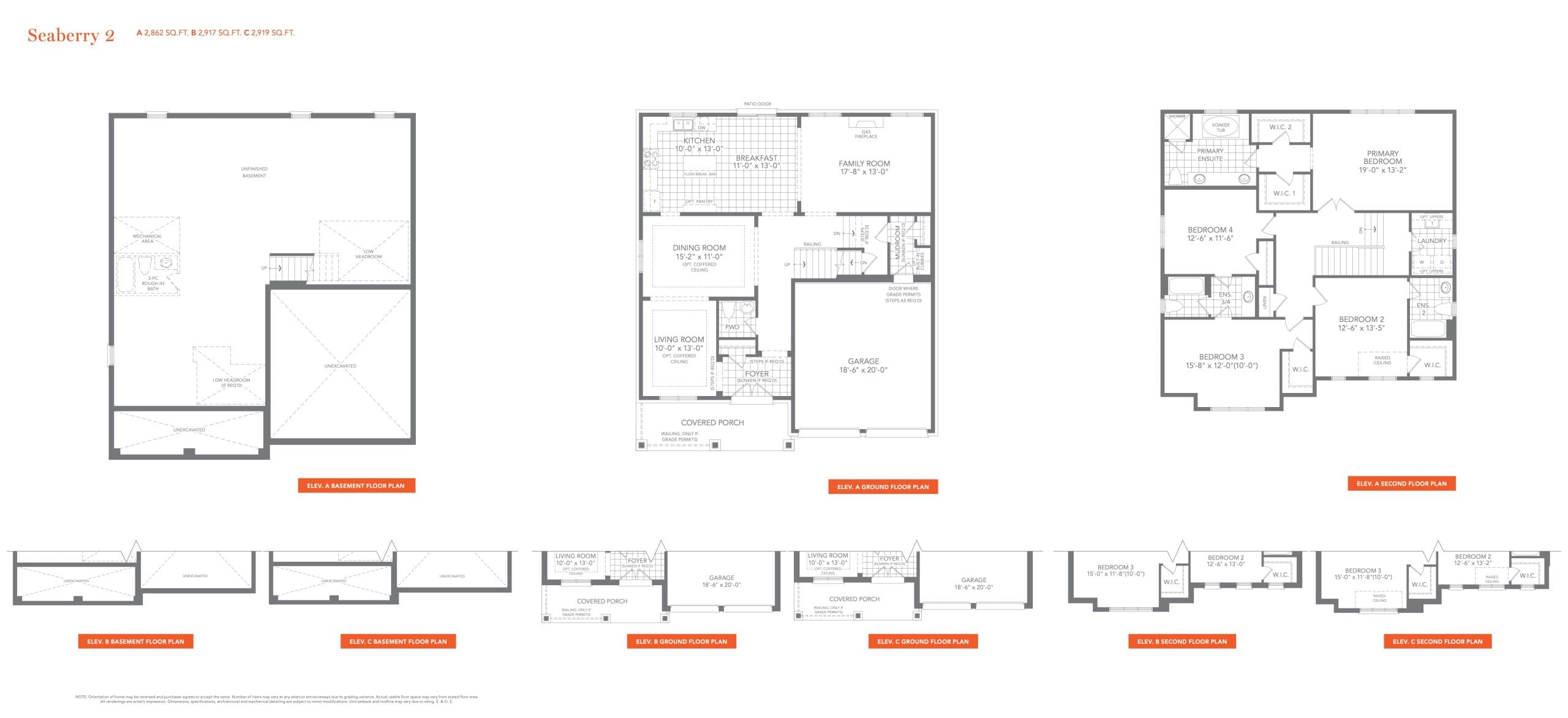 Seaberry 2 Floor Plan at Palmetto by Treasure Hill Homes - 2919 sq.ft