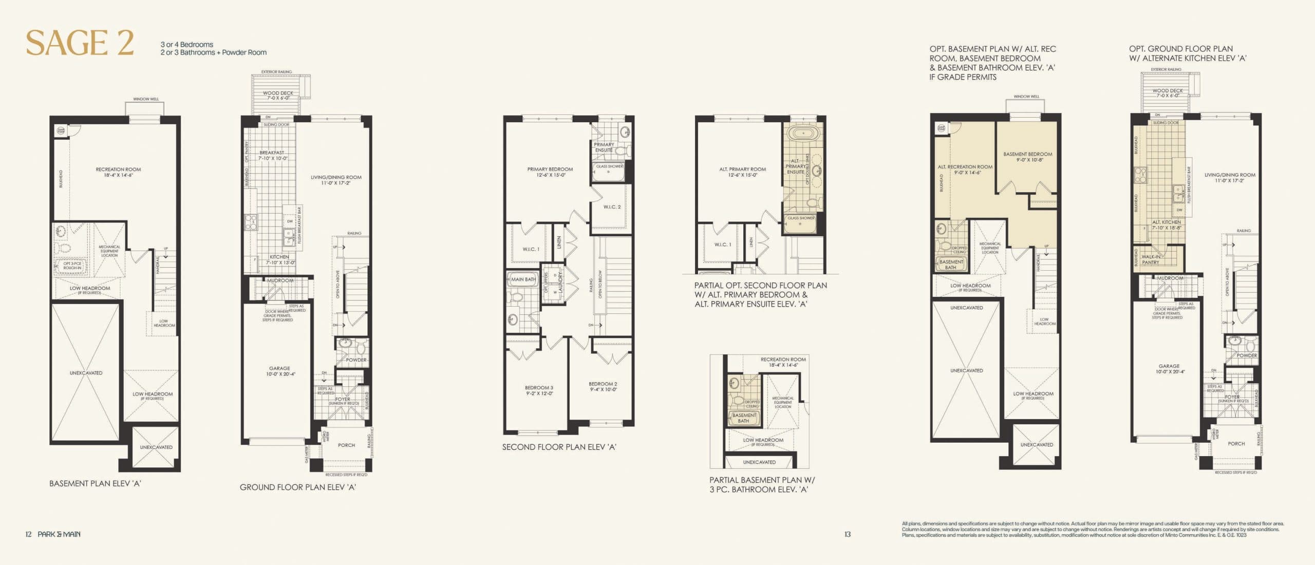 Sage 2 Floor Plan at Park & Main Towns - 2015 sq.ft