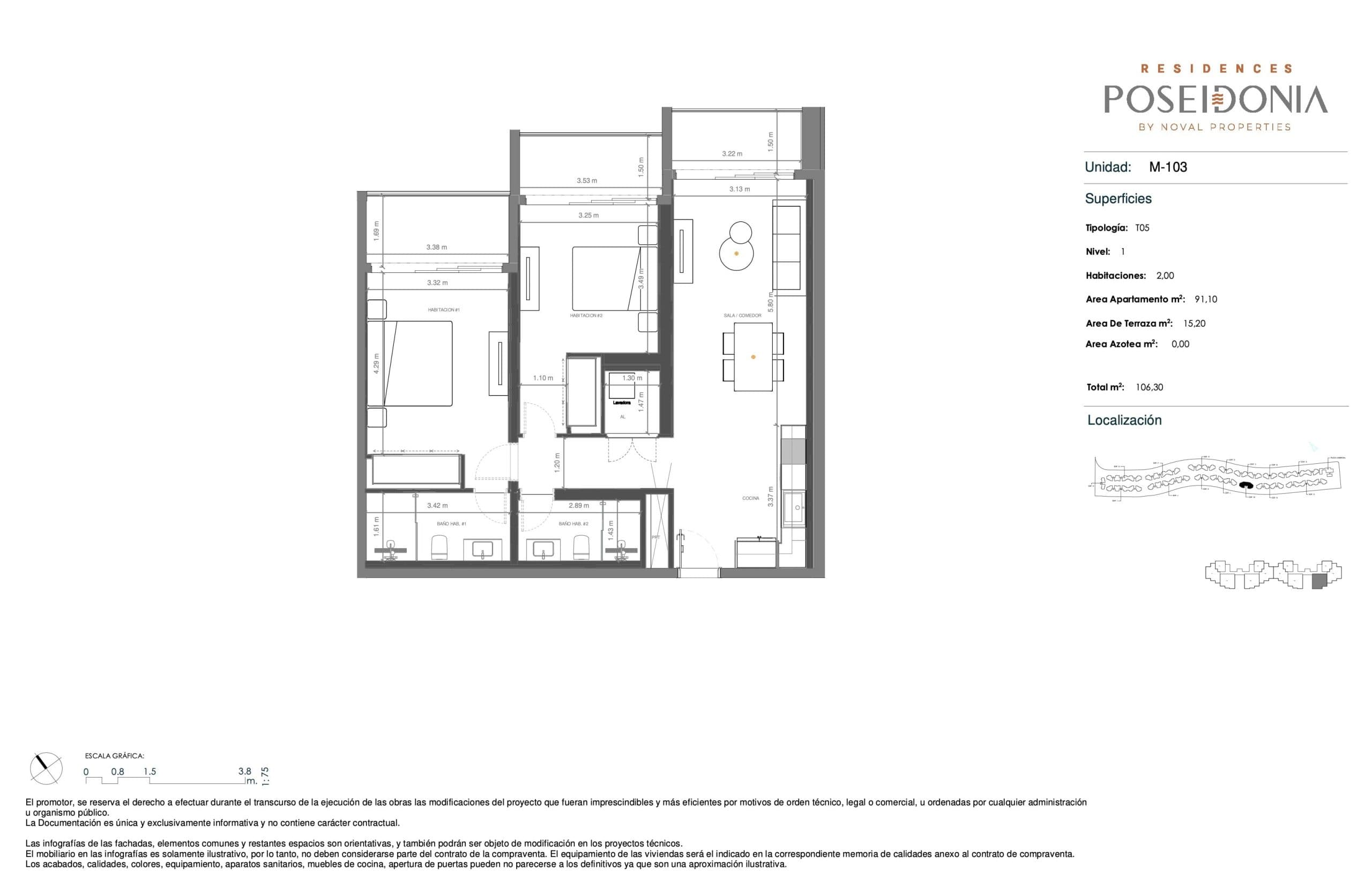 M-103 Floor Plan at Poseidonia Condos - 1145 sq.ft
