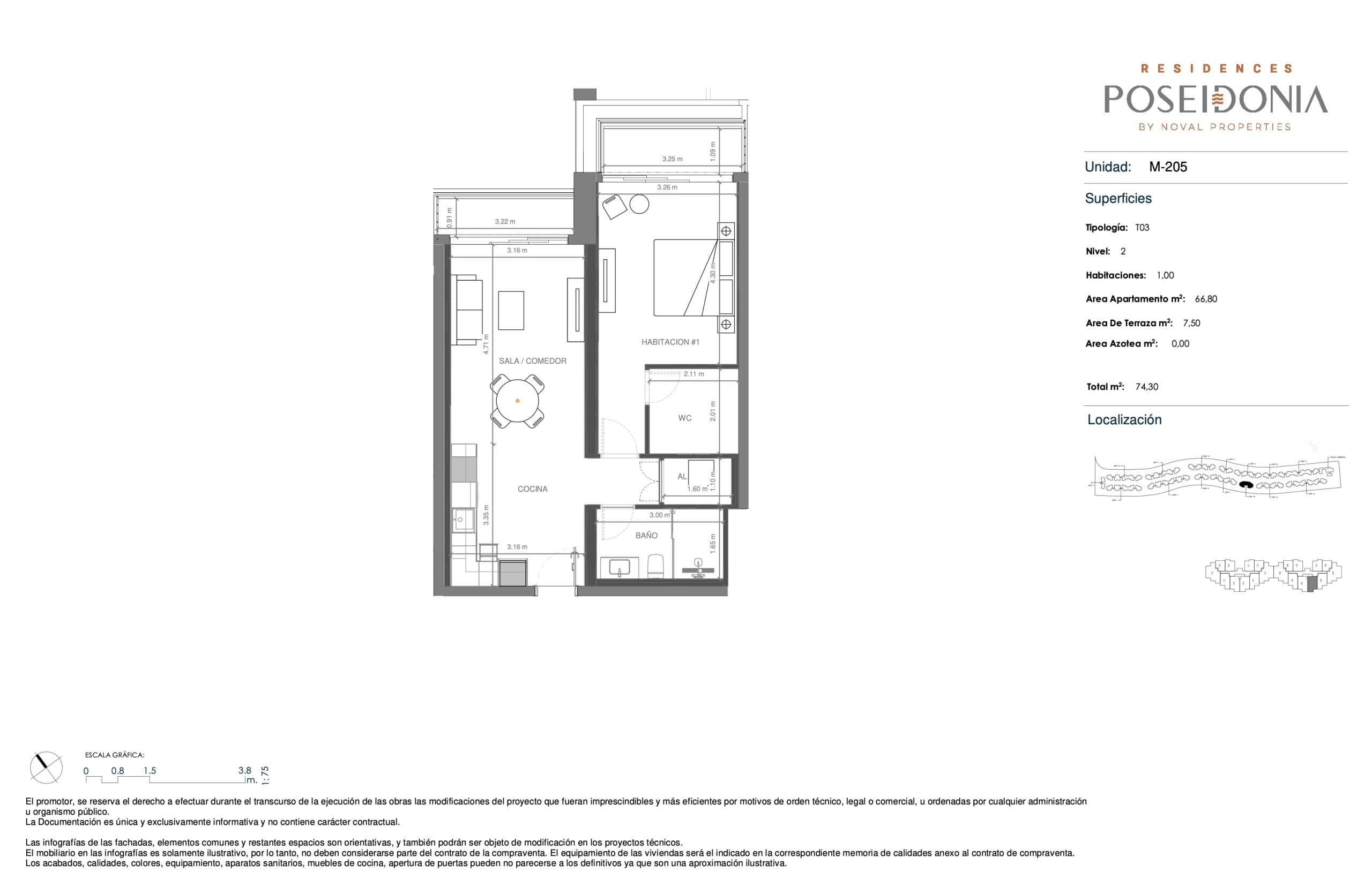 M-205 Floor Plan at Poseidonia Condos - 801 sq.ft