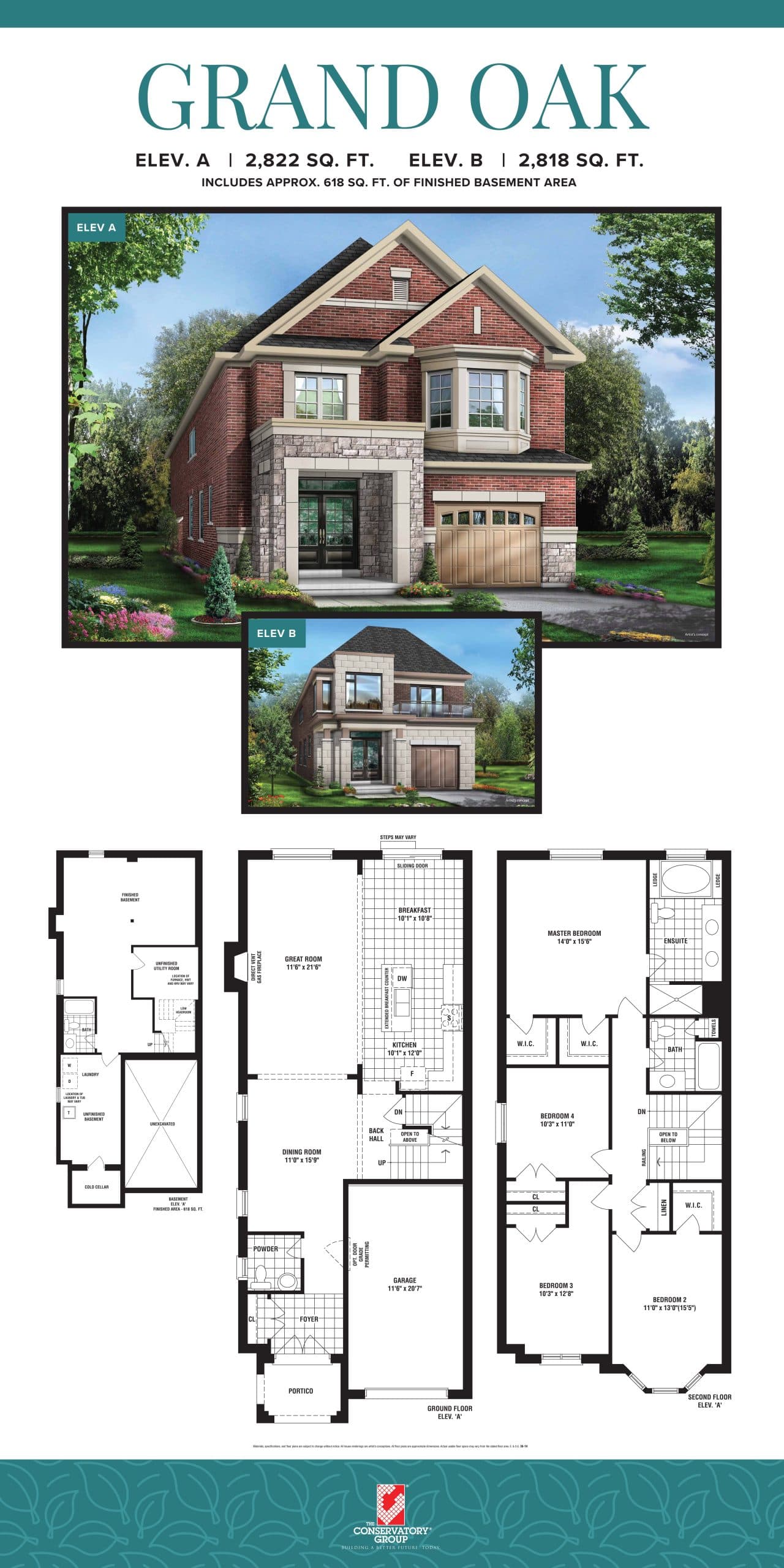 Grand Oak Floor Plan at Richmond Green Towns - 2822 sq.ft