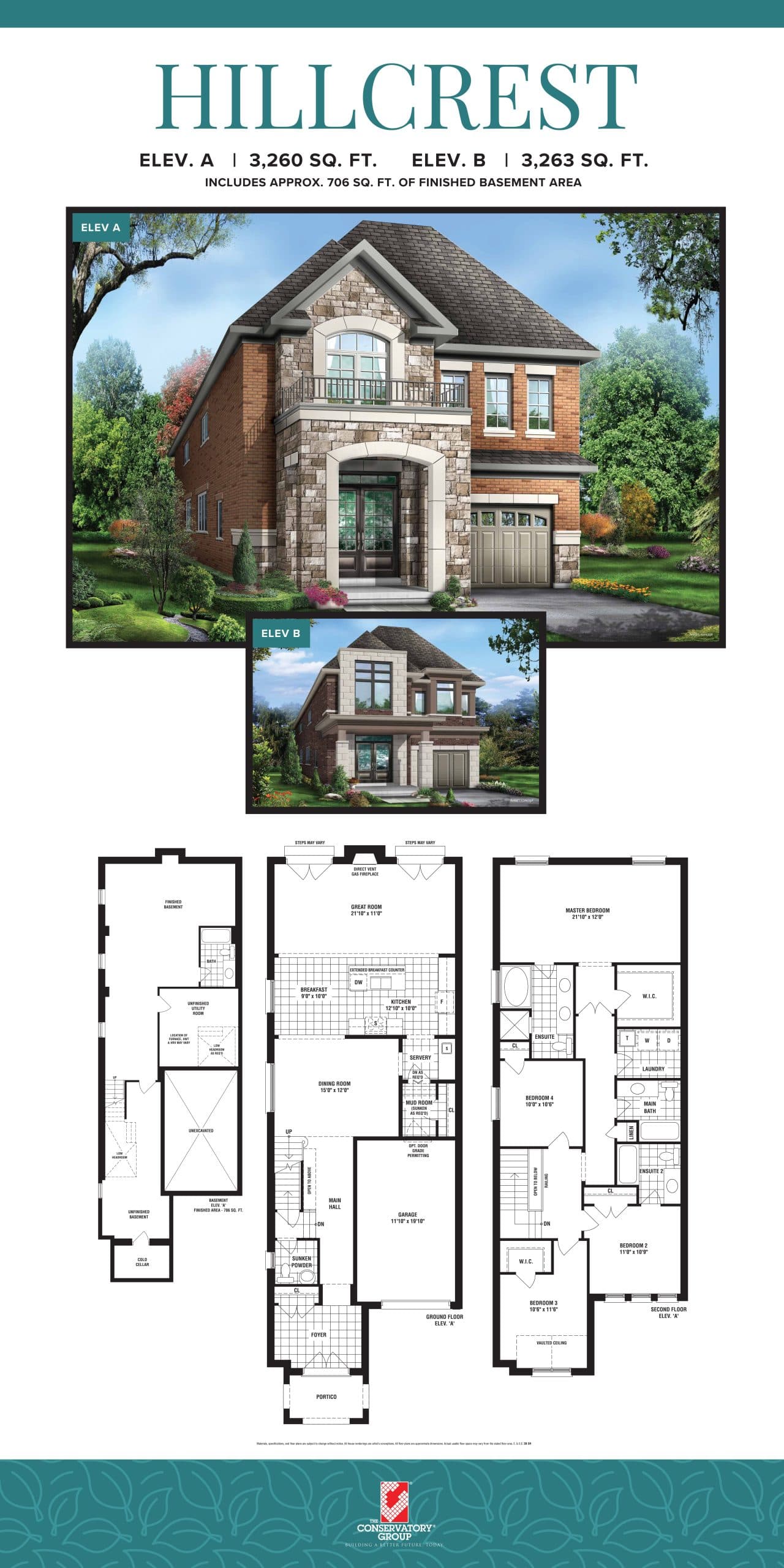Hillcrest Floor Plan at Richmond Green Towns - 3263 sq.ft
