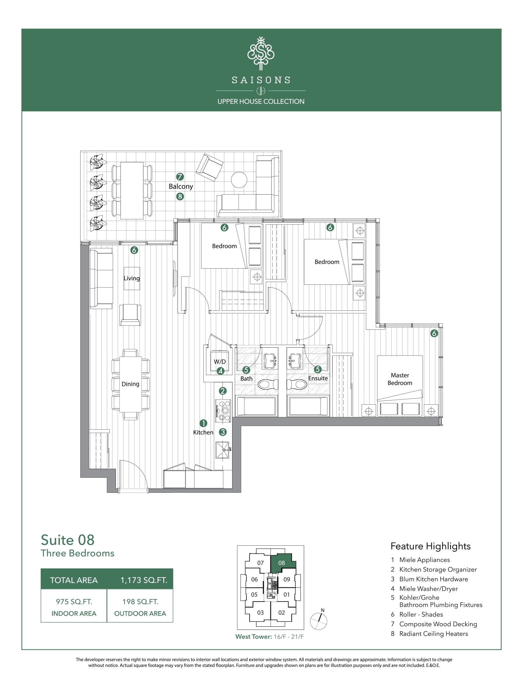 Suite 08 - Upper House Collection Floor Plan at Saisons Condos - 975 sq.ft