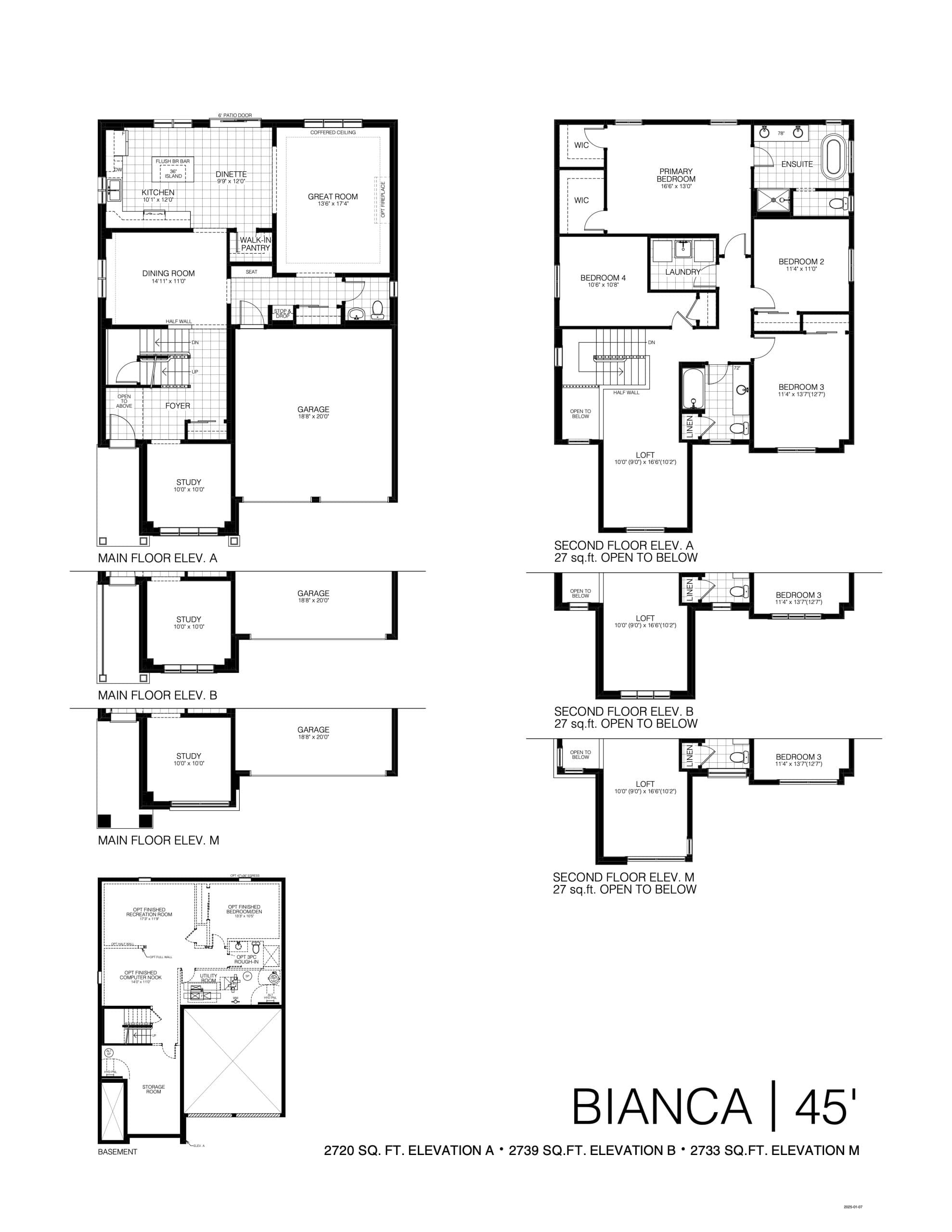 Bianca 45' Floor Plan at Summersides Village - 2720 sq.ft