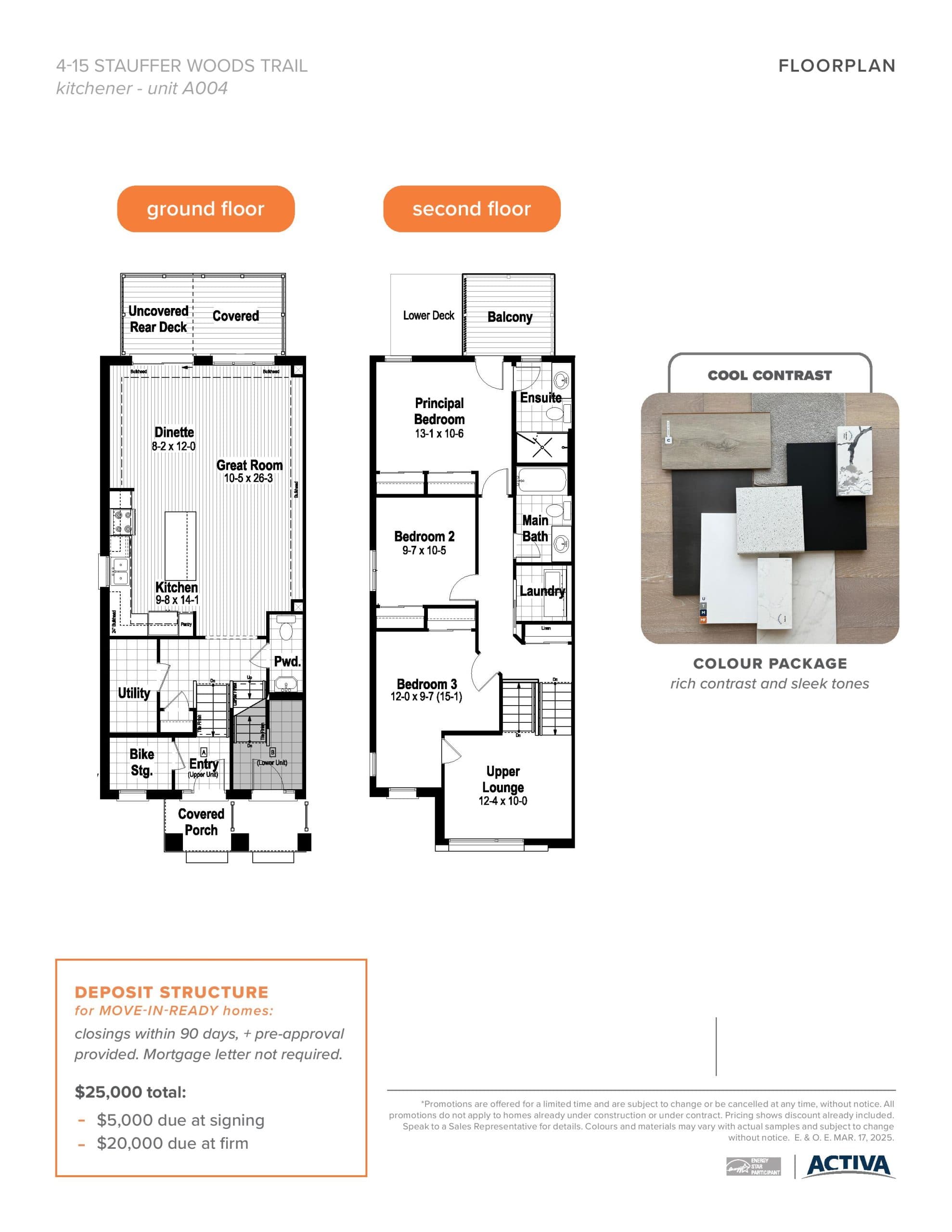 The Aiden (Unit A004) Floor Plan at Villas at Harvest Park - 782 sq.ft