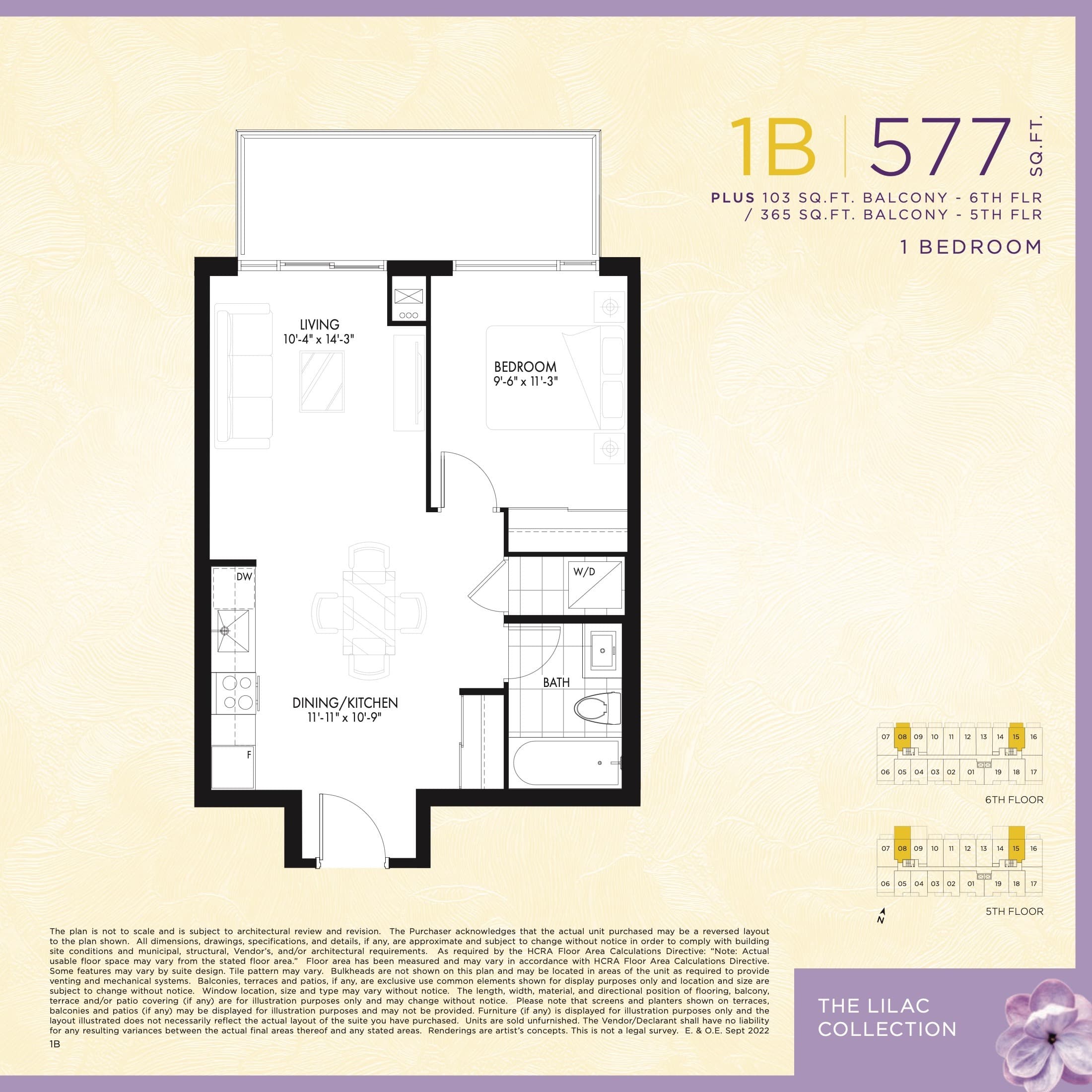 1B Floor Plan at Westmount Boutique Residences - 577 sq.ft