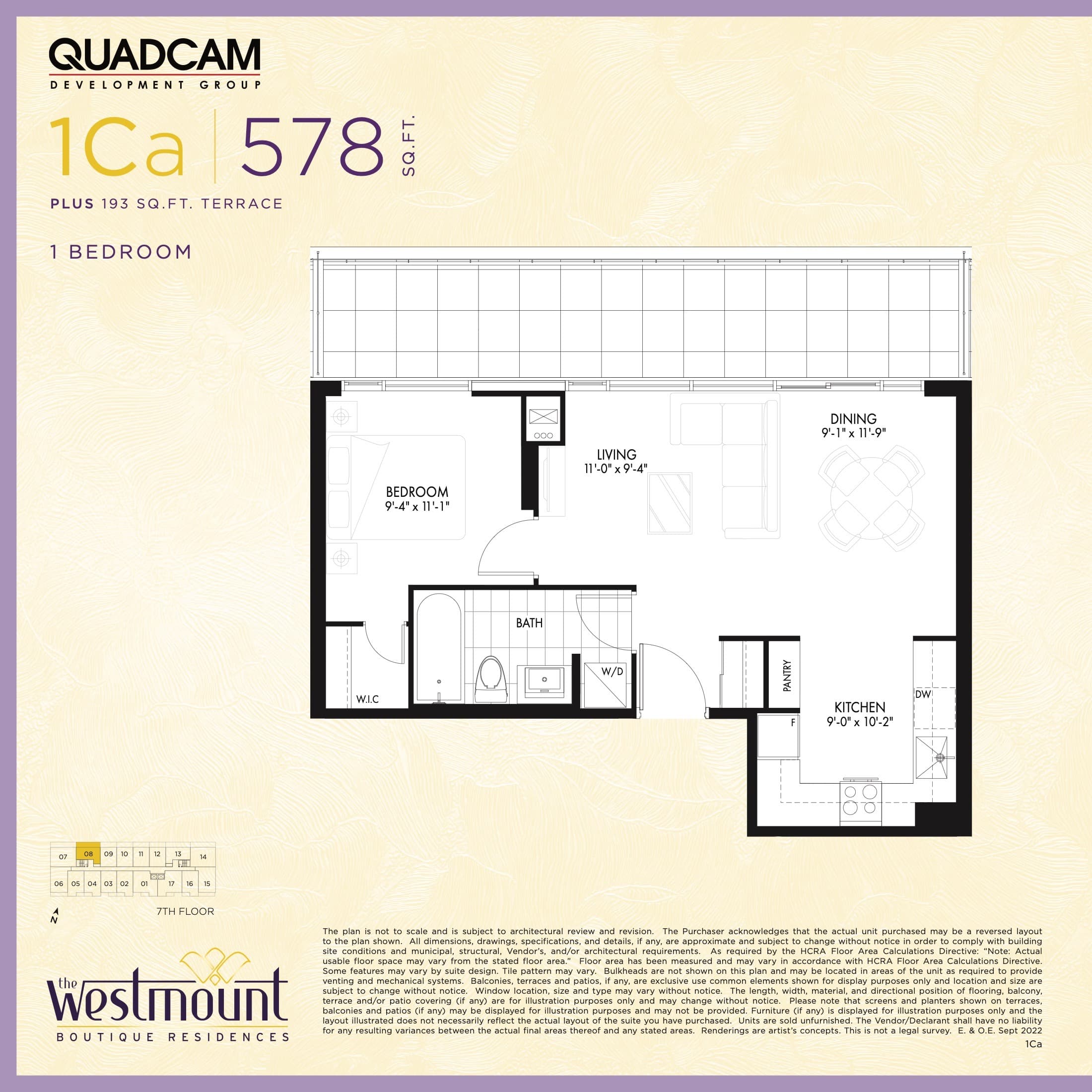 1Ca Floor Plan at Westmount Boutique Residences - 578 sq.ft