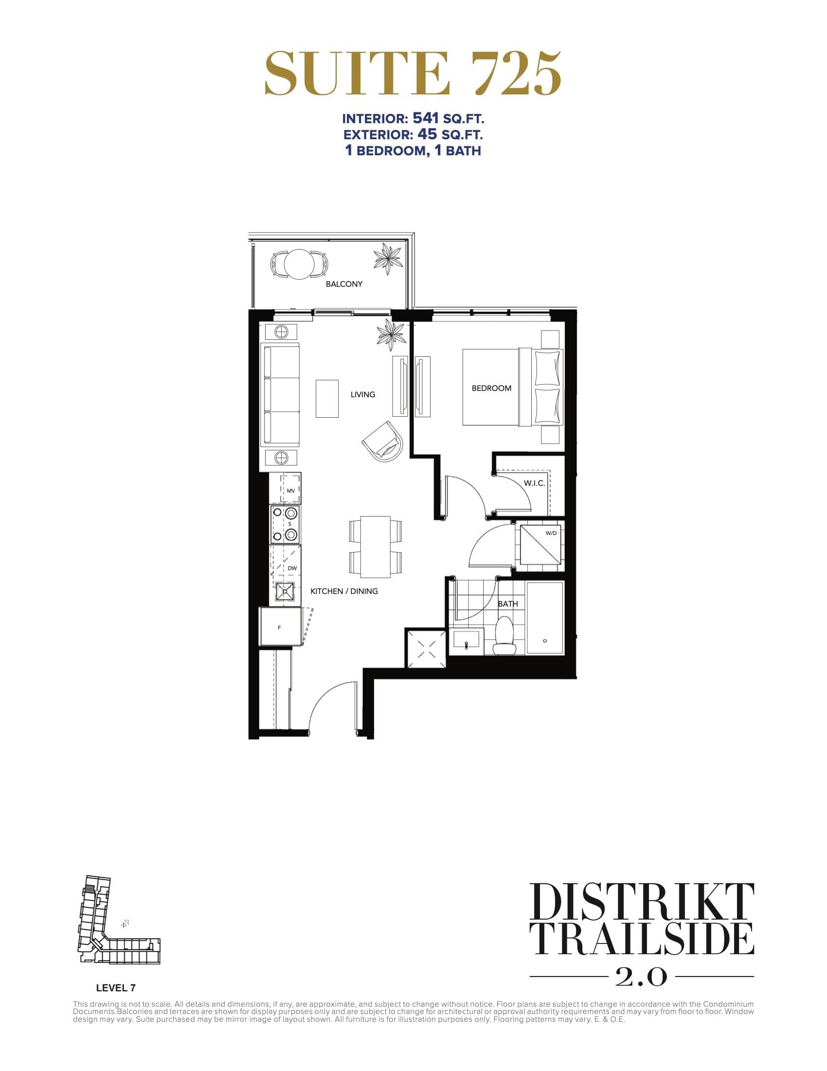 Suite 725 Floor Plan at Distrikt Trailside 2.0 Condos - 541 sq.ft