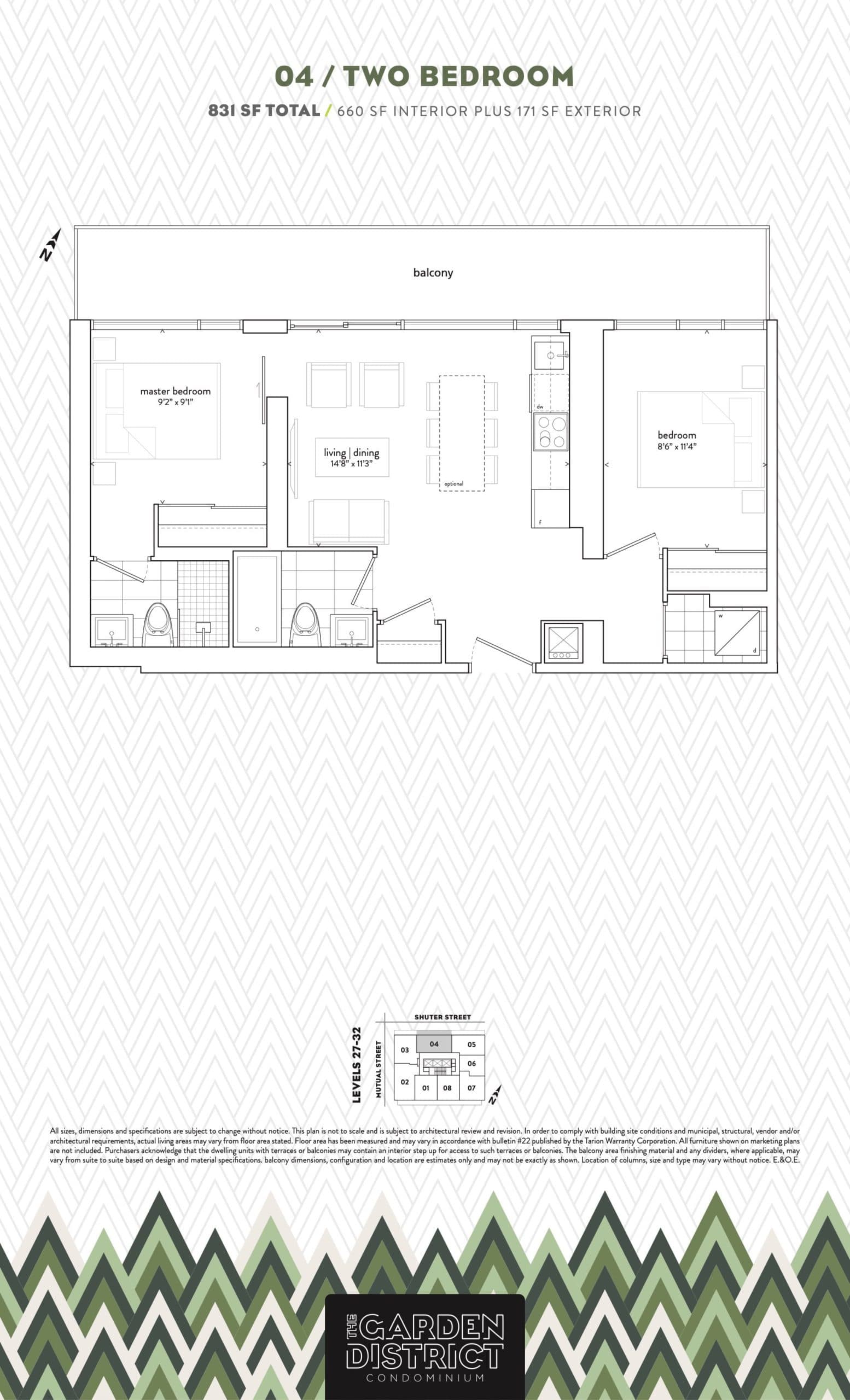 04 Floor Plan at Garden District Condos - 660 sq.ft