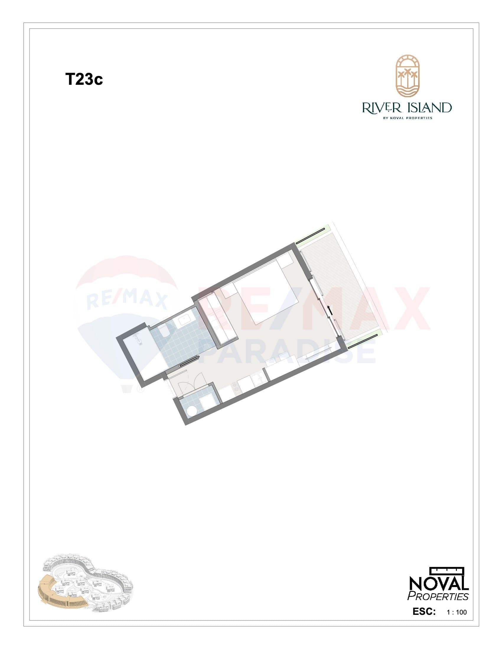T23c Floor Plan at River Island by Noval - 518 sq.ft