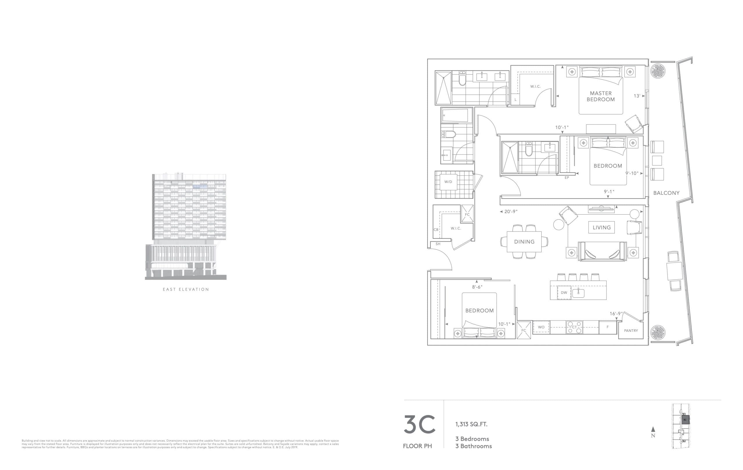 3C - Classic Series II (GPH9) Floor Plan at Tridel at The Well Condos - 1313 sq.ft