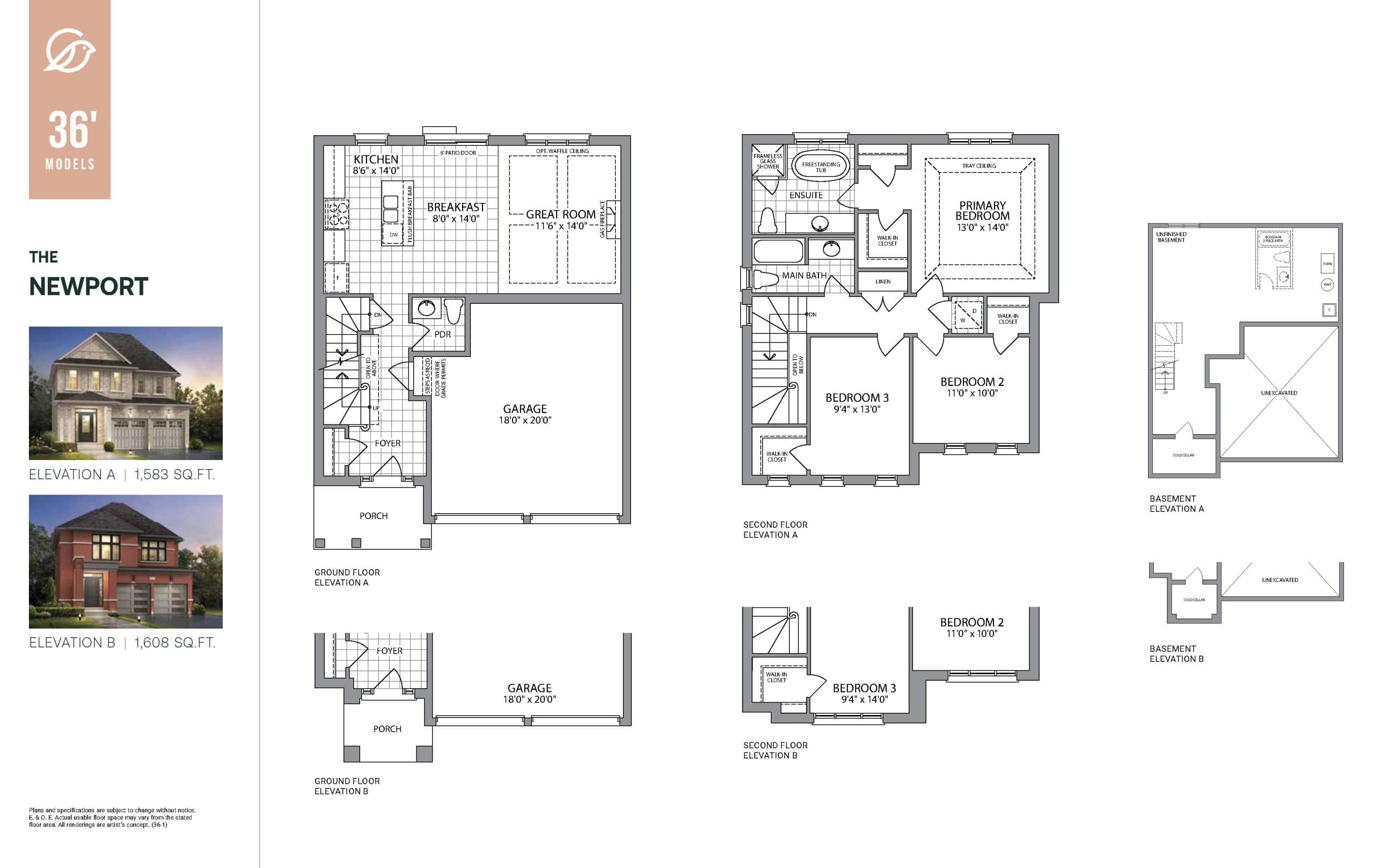 The Newport Floor Plan at Homestead Meadows Towns - 1583 sq.ft