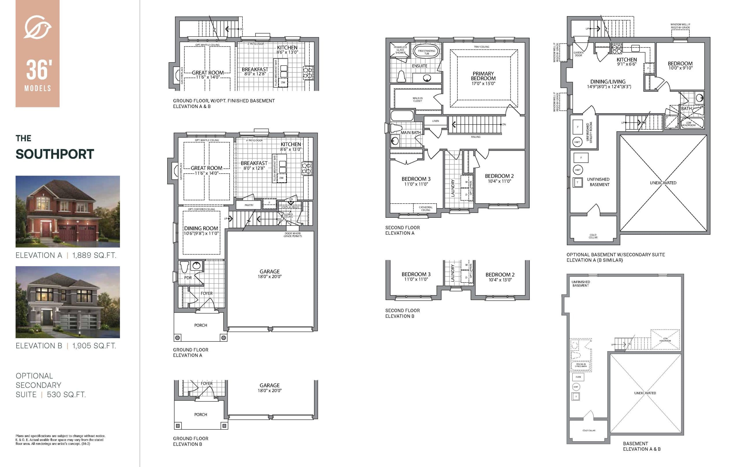 The Southport Floor Plan at Homestead Meadows Towns - 1889 sq.ft