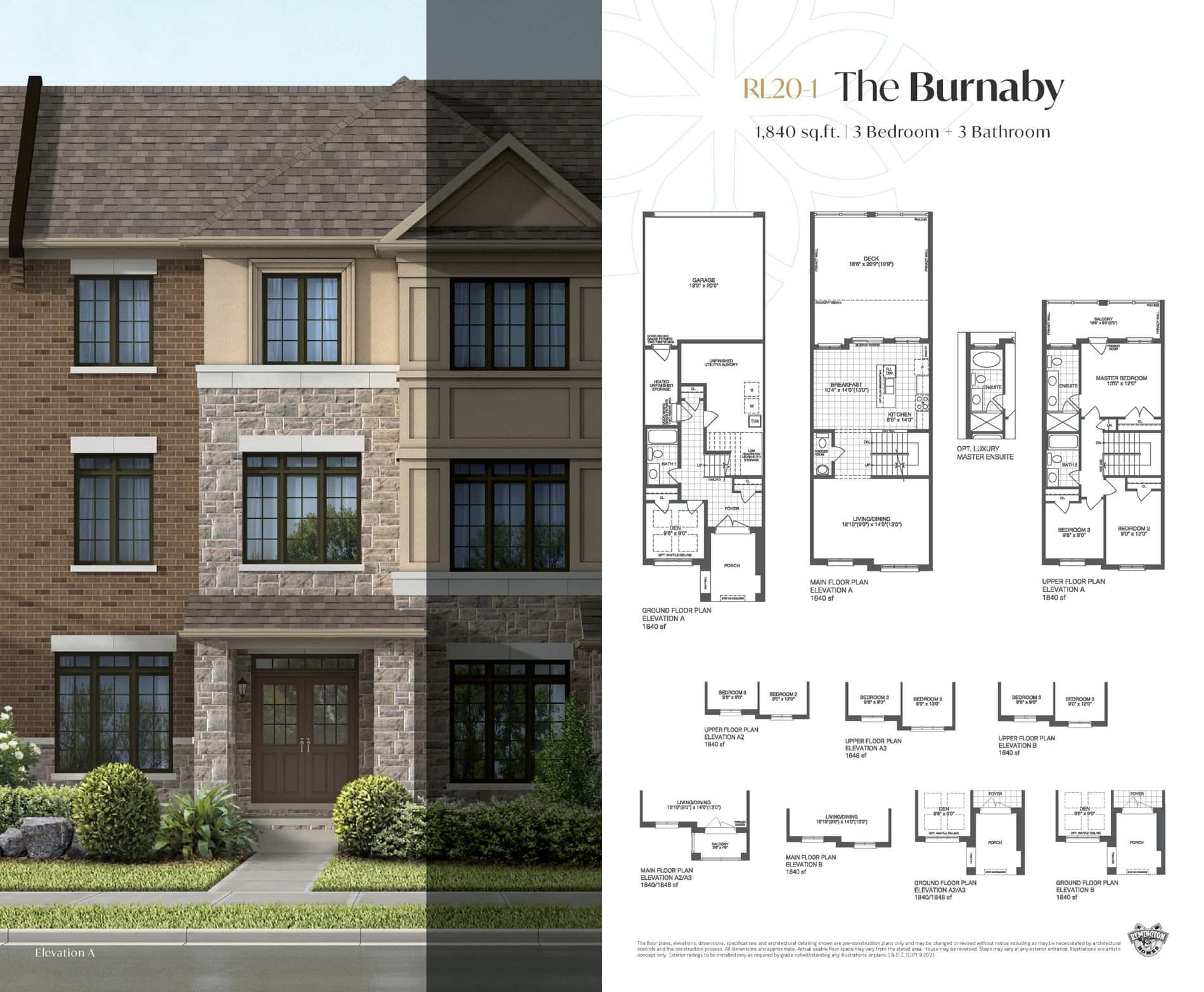 The Burnaby Floor Plan at The Brightside at Mayfield Village - 1840 sq.ft
