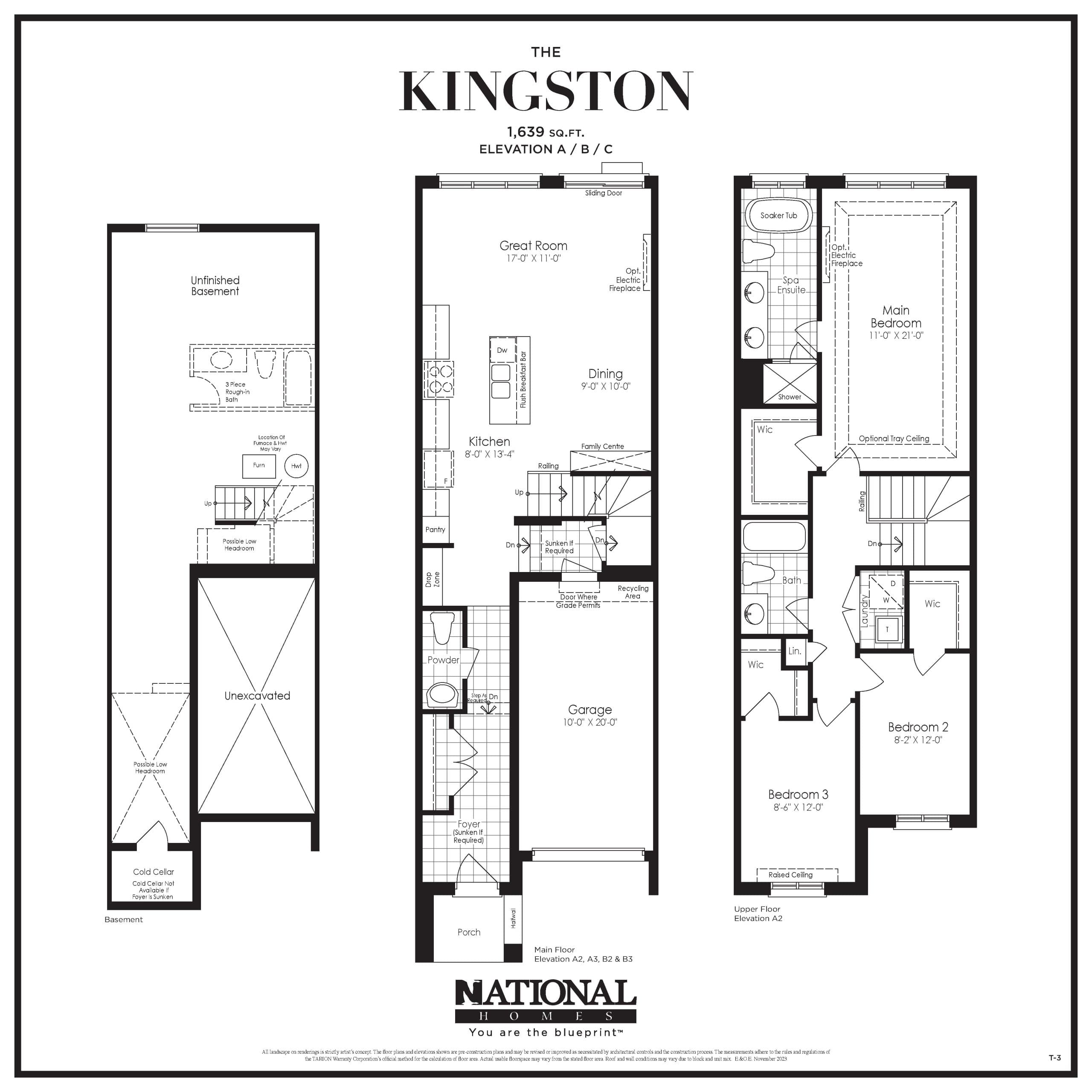 Kingston Floor Plan at Tyandaga Heights Towns - 1639 sq.ft