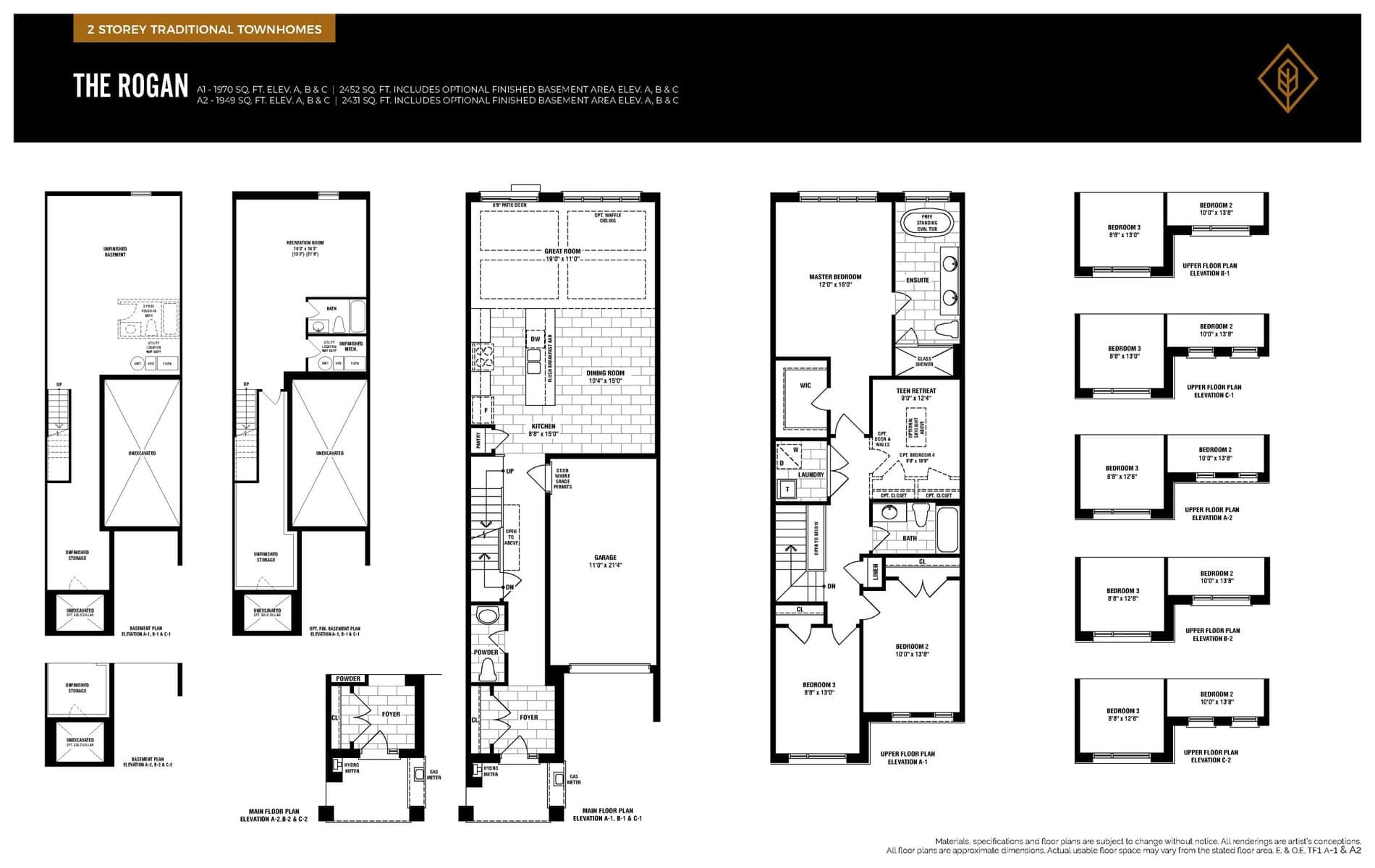 The Rogan Floor Plan at Victory Green Towns by Fulton Homes - 1949 sq.ft