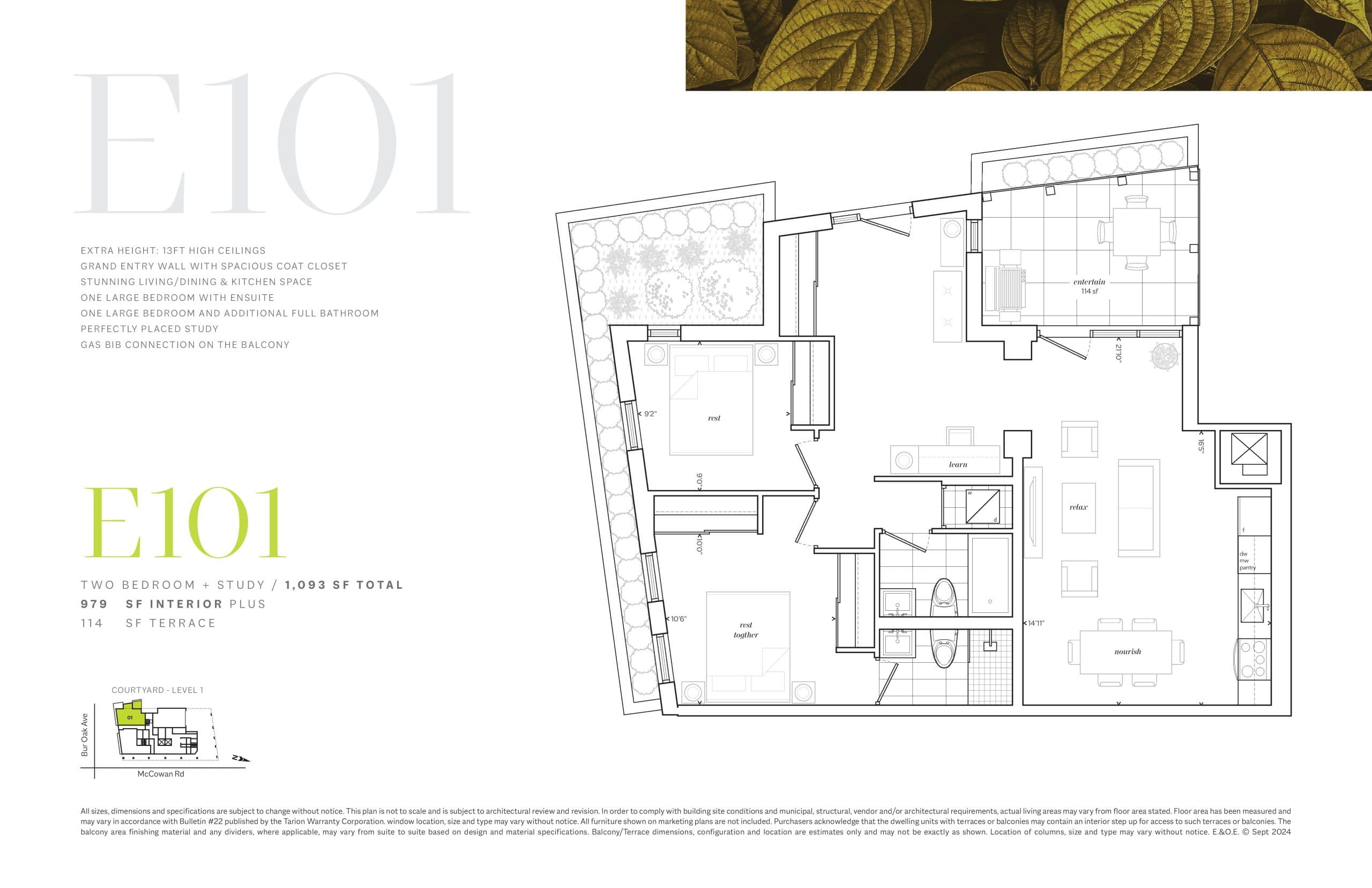 E101 Floor Plan at EverHome Markham Condos - 979 sq.ft