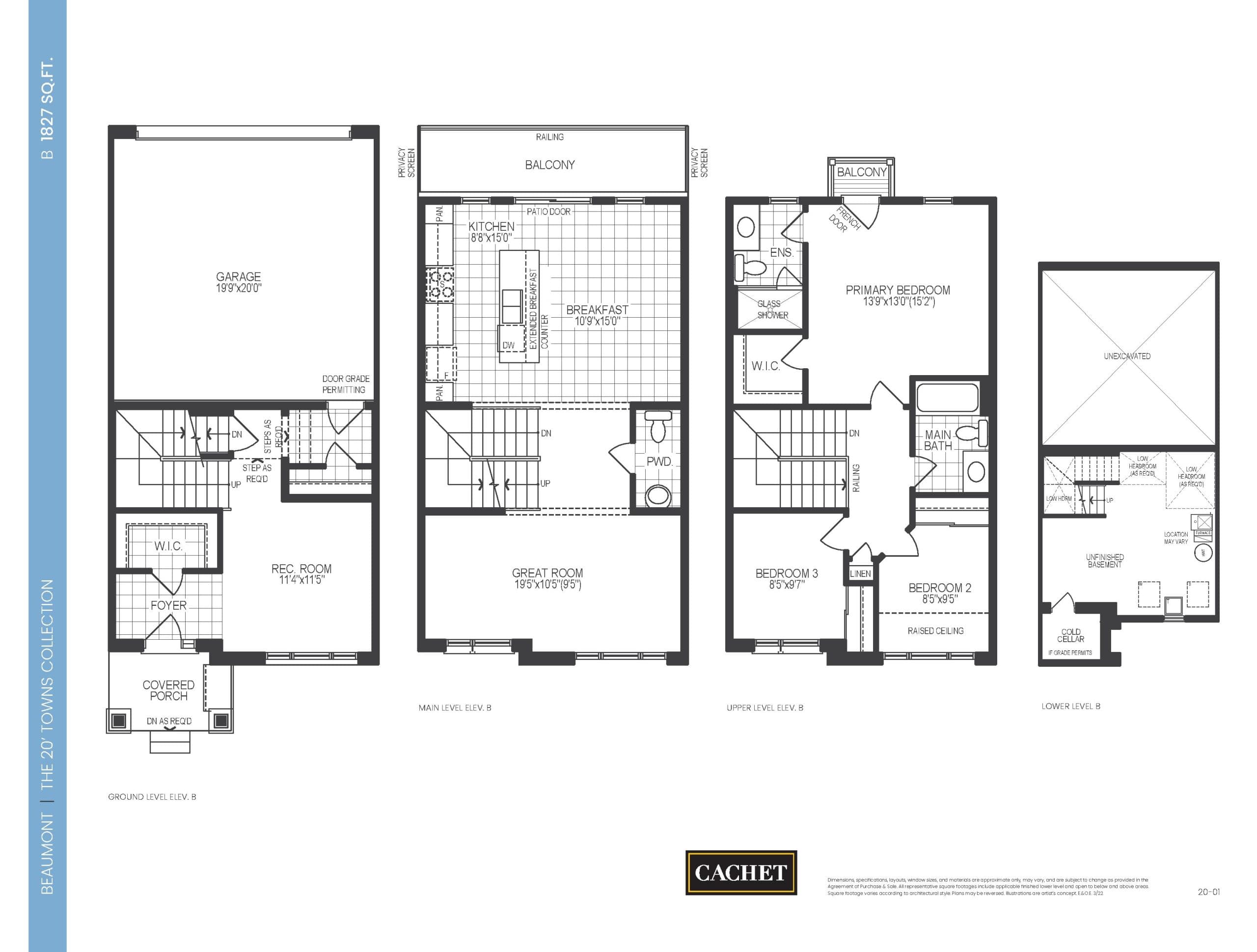 Beaumont Floor Plan at Mount Hope Phase 6 by Cachet Homes - 1827 sq.ft
