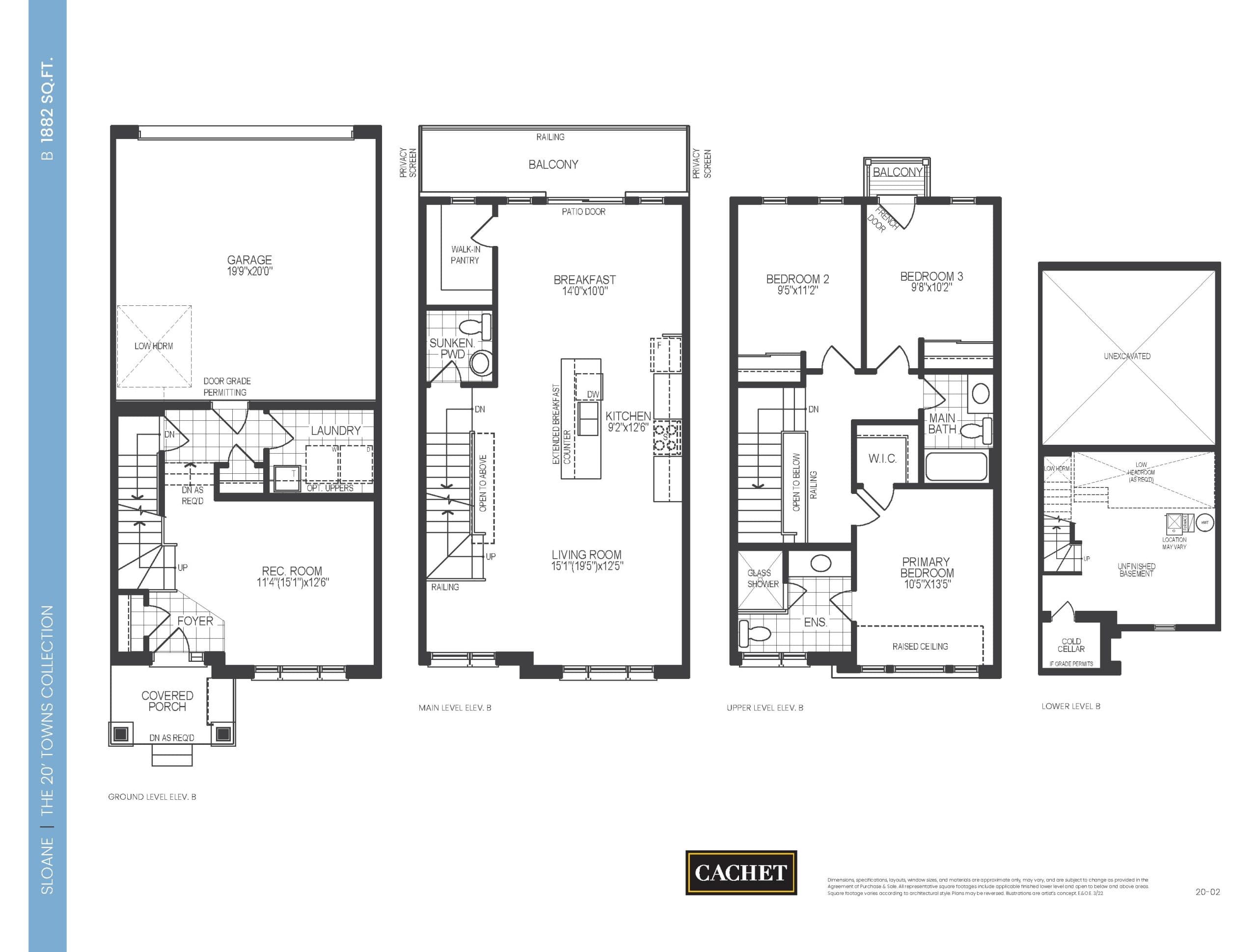 Sloane Floor Plan at Mount Hope Phase 6 by Cachet Homes - 1882 sq.ft