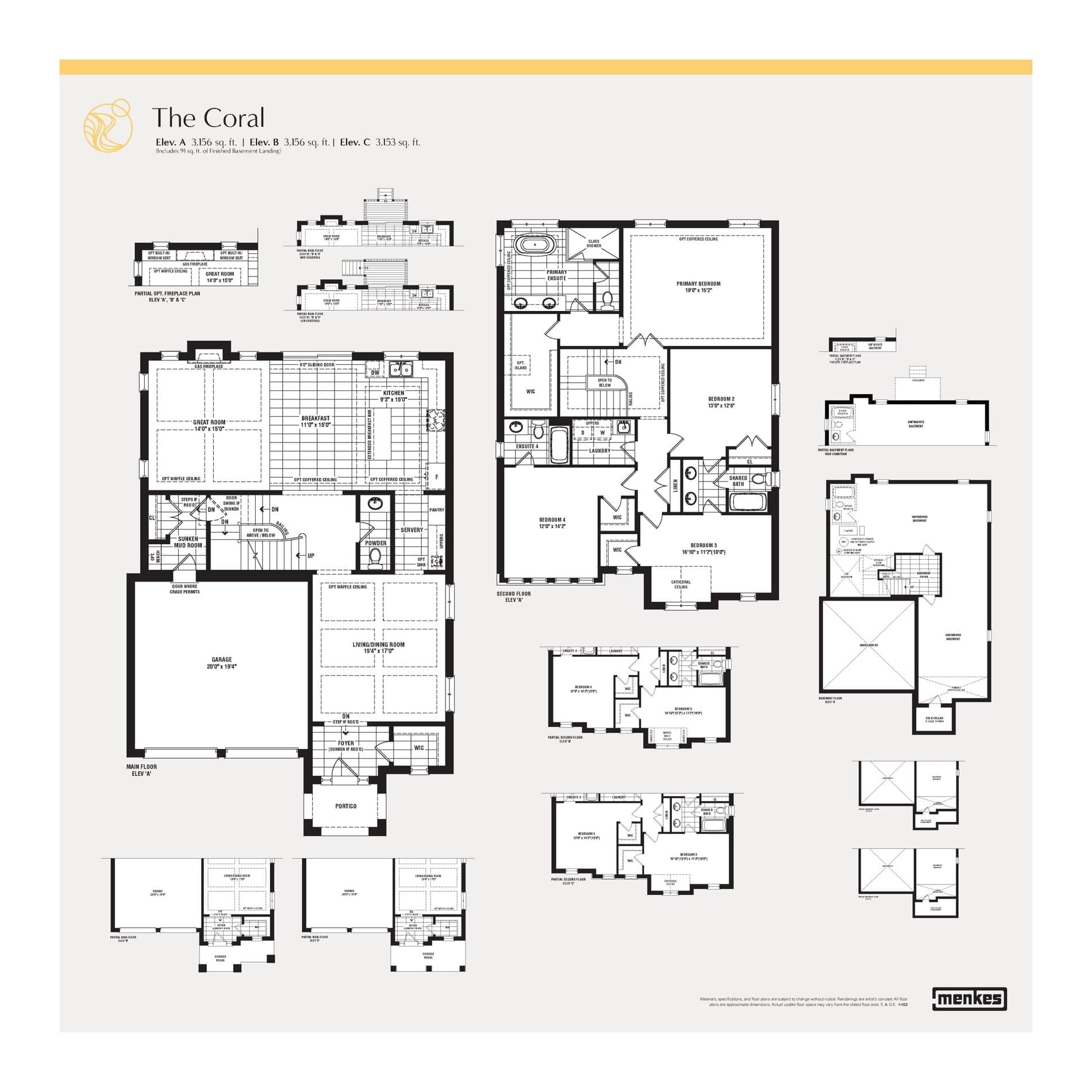The Coral Floor Plan at South Lake Residences - 3156 sq.ft