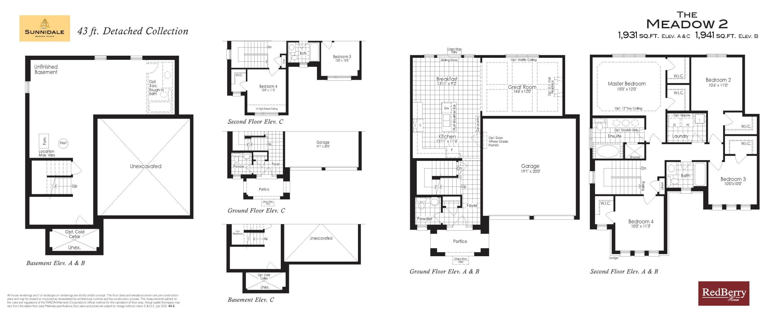 The Meadow 2 Floor Plan at Sunnidale - 1931 sq.ft