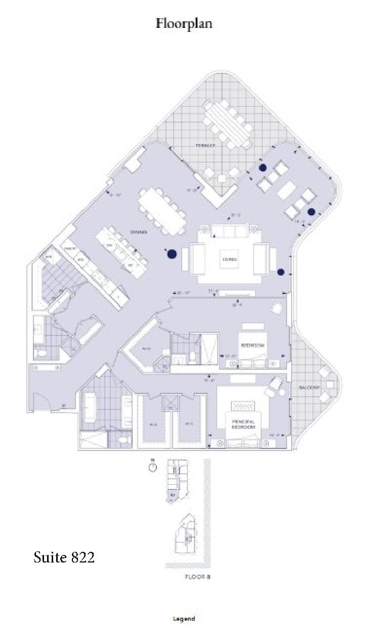 Suite 822 Floor Plan at Aqualuna at Bayside Condos - 2404 sq.ft
