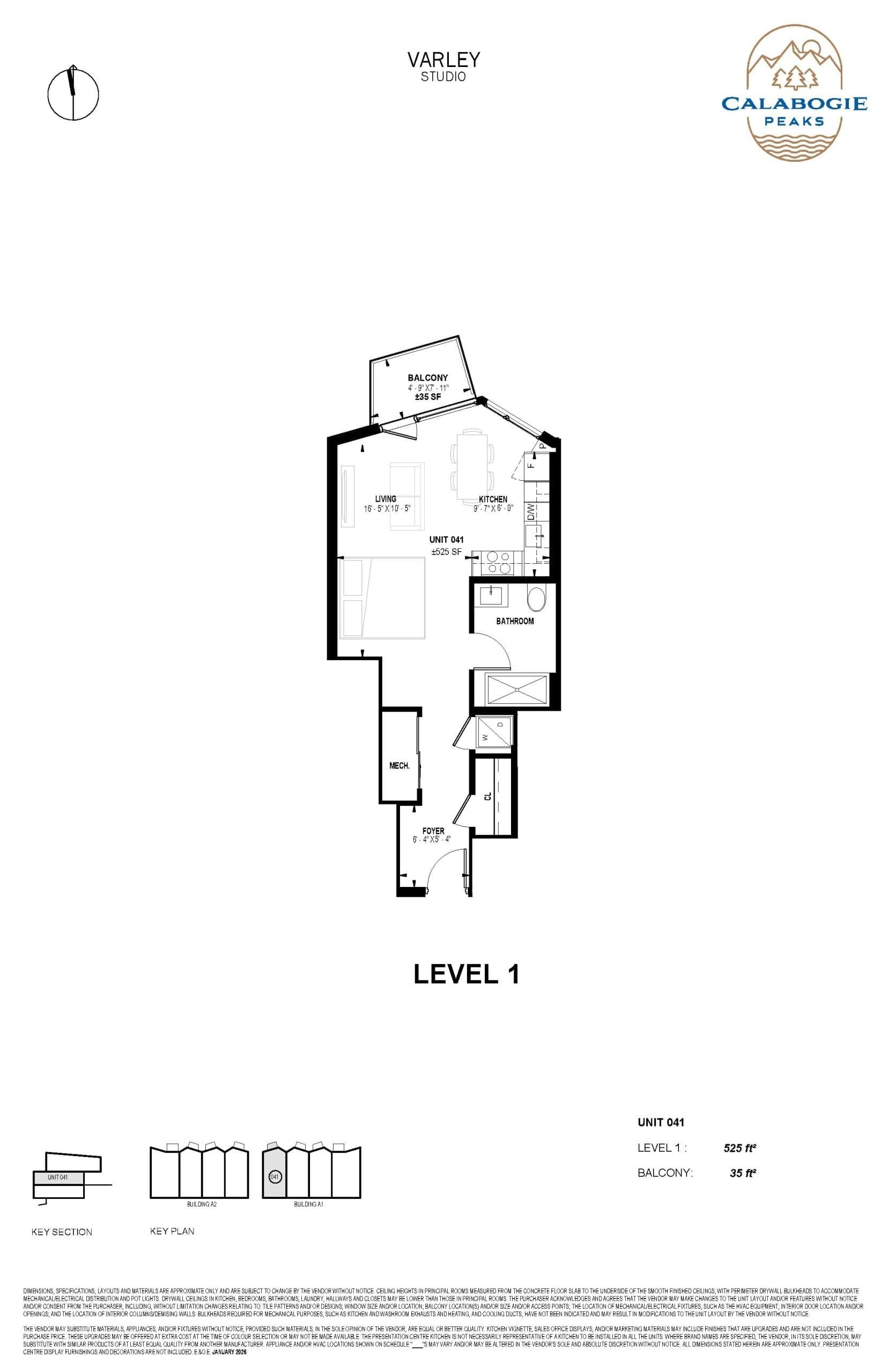 Varley - Unit 041 Floor Plan at Calabogie Peaks Condos - 525 sq.ft