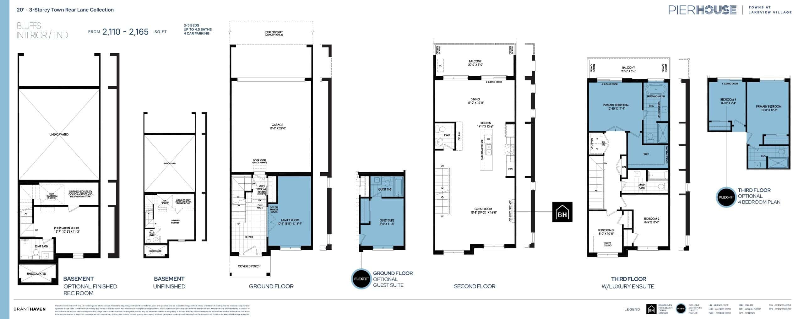 Bluffs Floor Plan at Pier House Towns - 2110 sq.ft