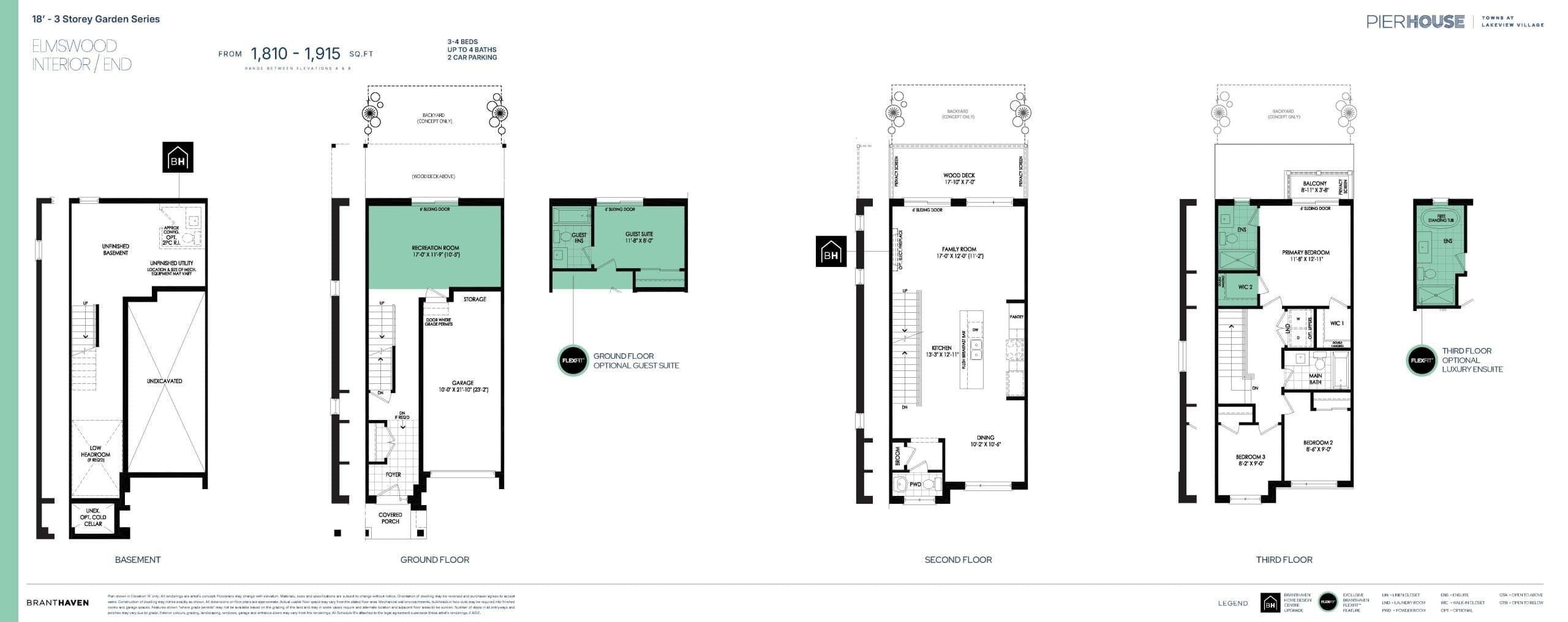 Elmswood Floor Plan at Pier House Towns - 1810 sq.ft
