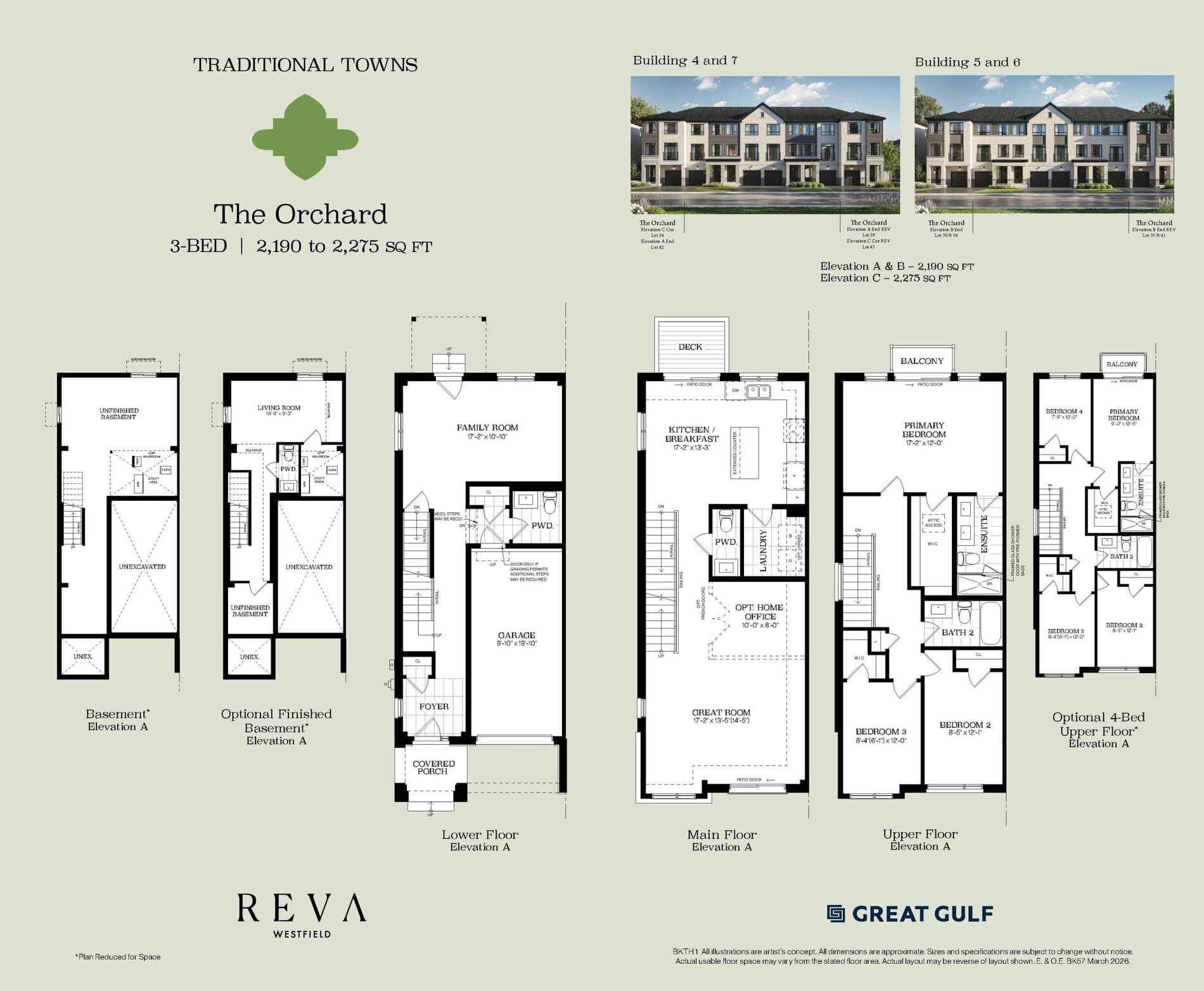 The Orchard Floor Plan at Reva Westfield Towns - 2190 sq.ft