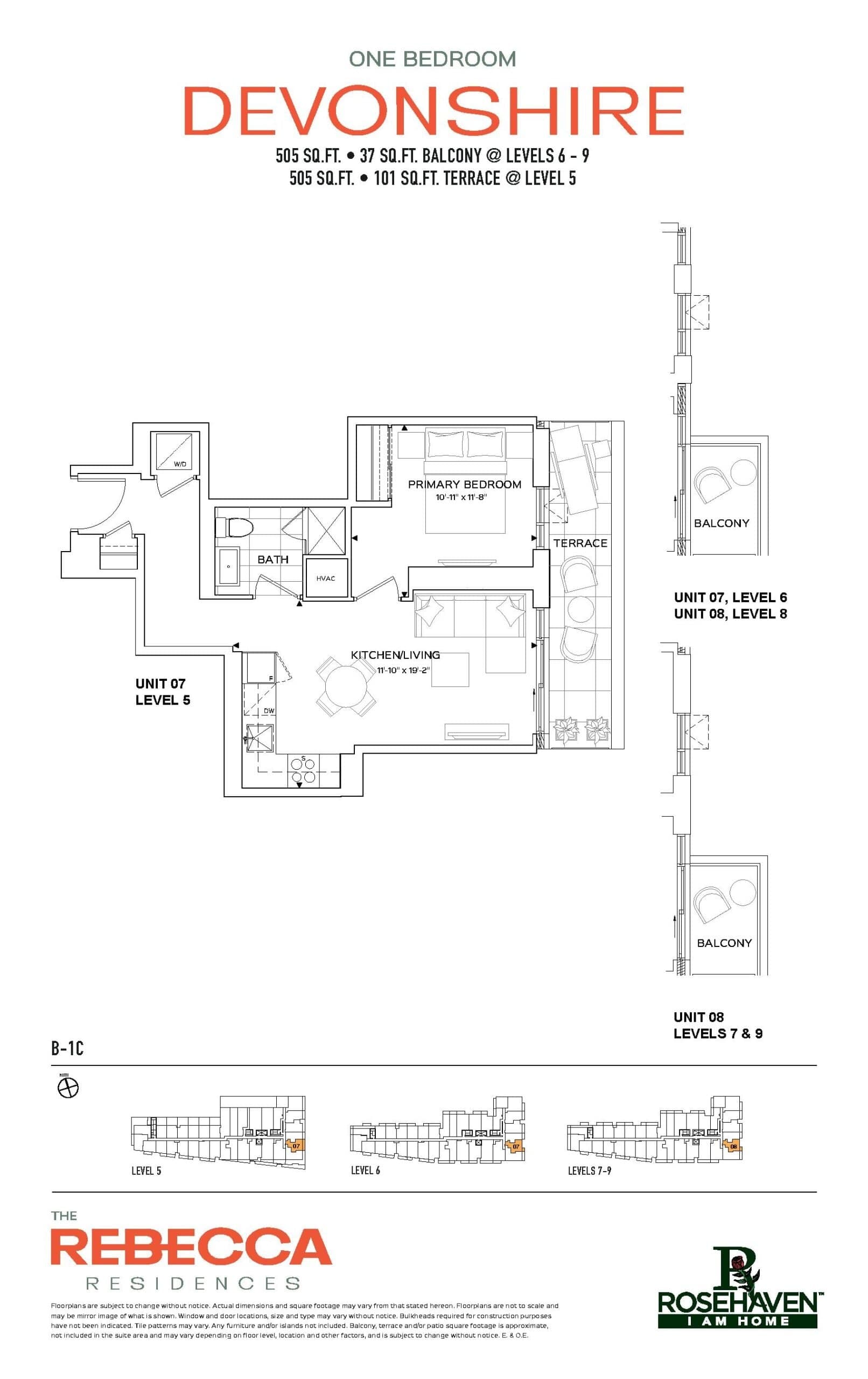 Devonshire Floor Plan at The Rebecca Condos - 505 sq.ft