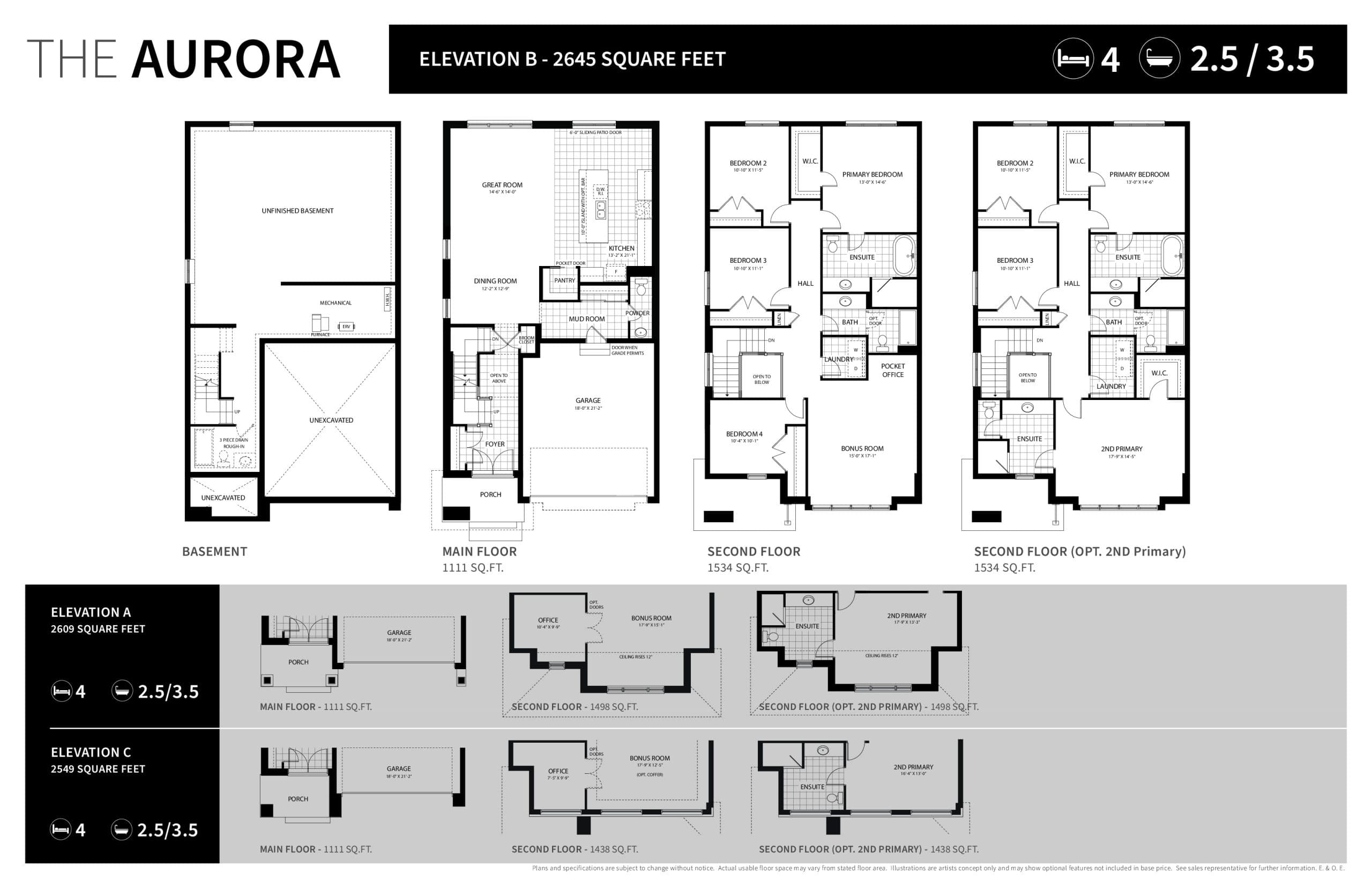 The Aurora Floor Plan at Hart Village Phase 2 - 2645 sq.ft