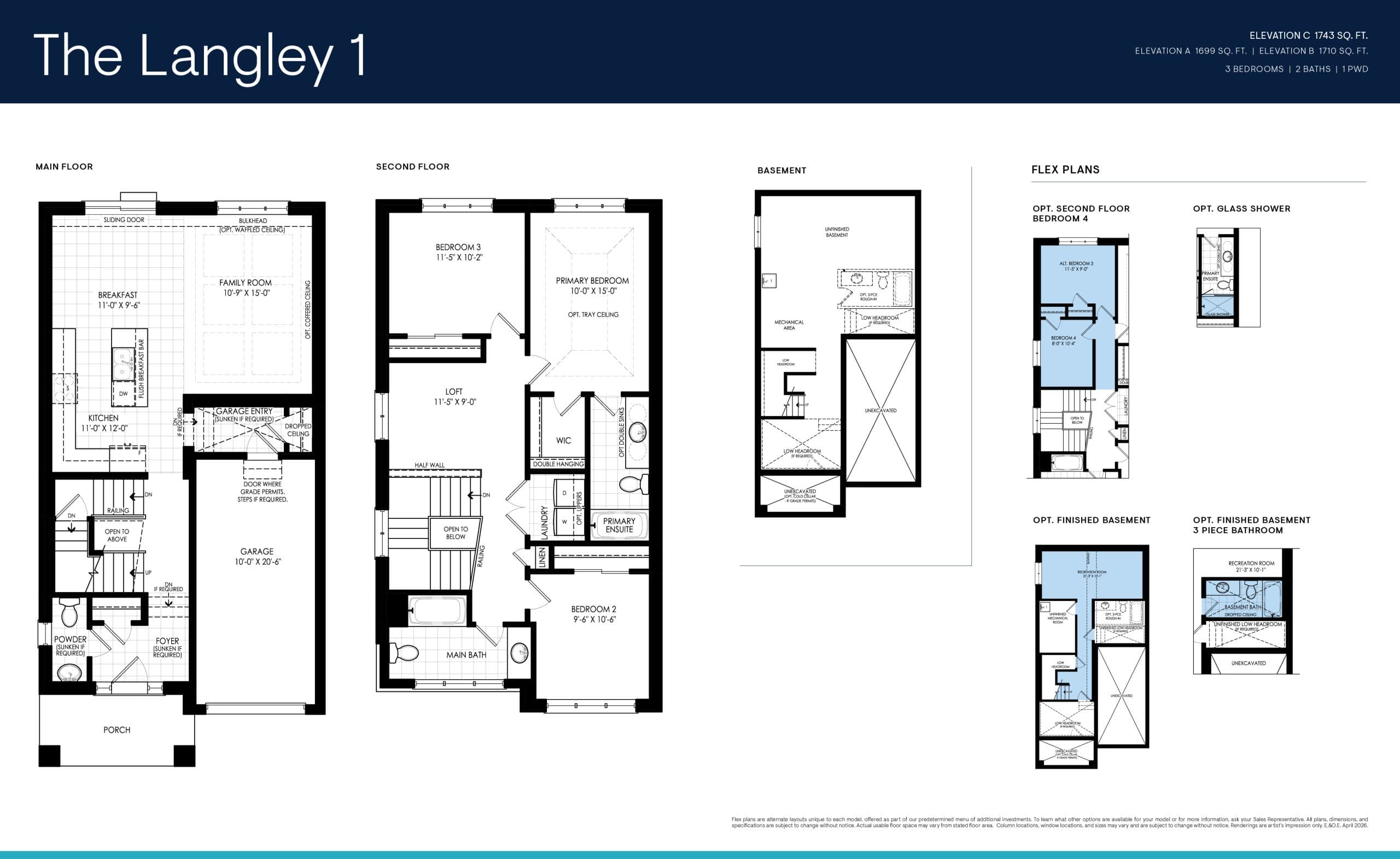 The Langley 1 Floor Plan at The Heights of Harmony East - 1699 sq.ft