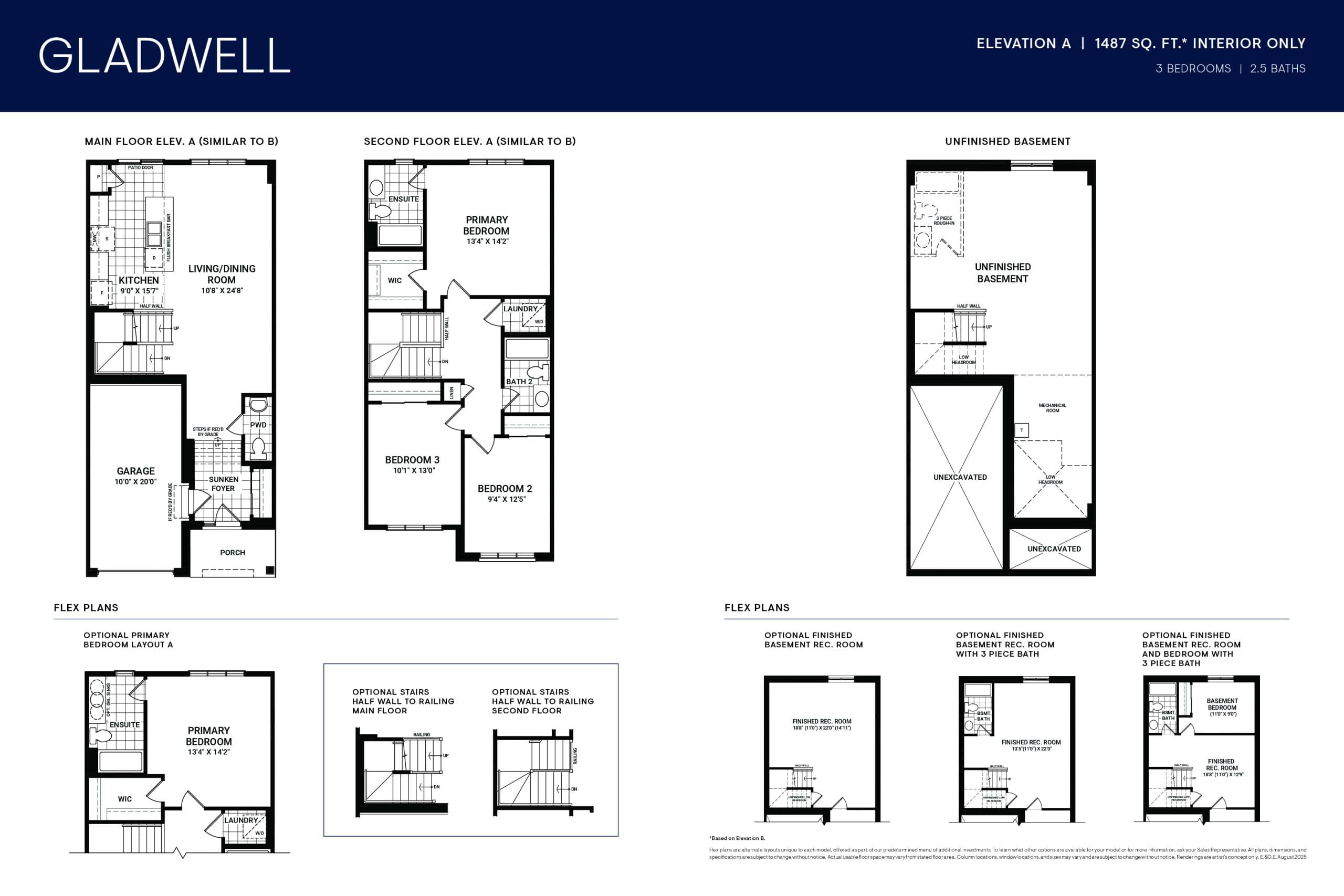 Gladwell Floor Plan at Arcadia by Minto - 1487 sq.ft
