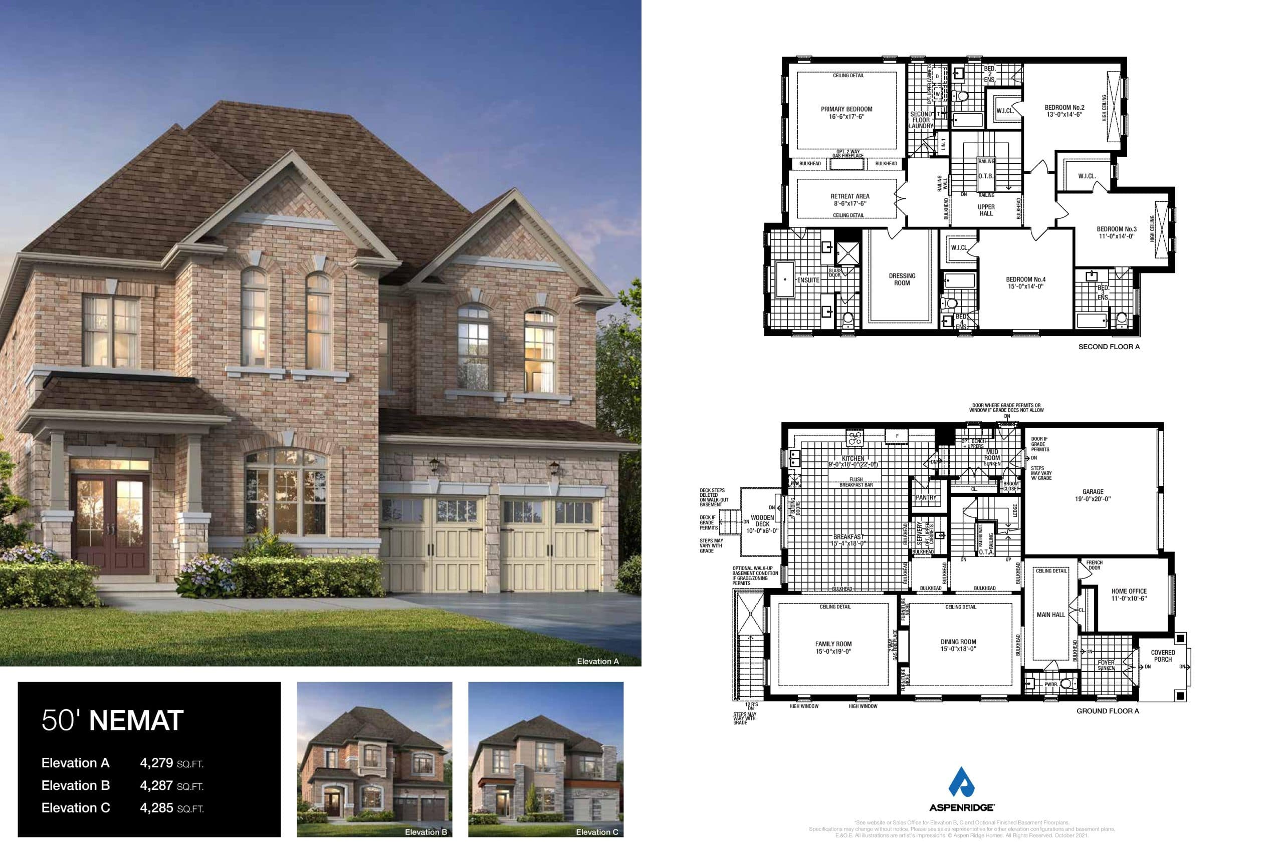 50' Nemat Floor Plan at Bondhead by Aspen Ridge Homes - 4279 sq.ft