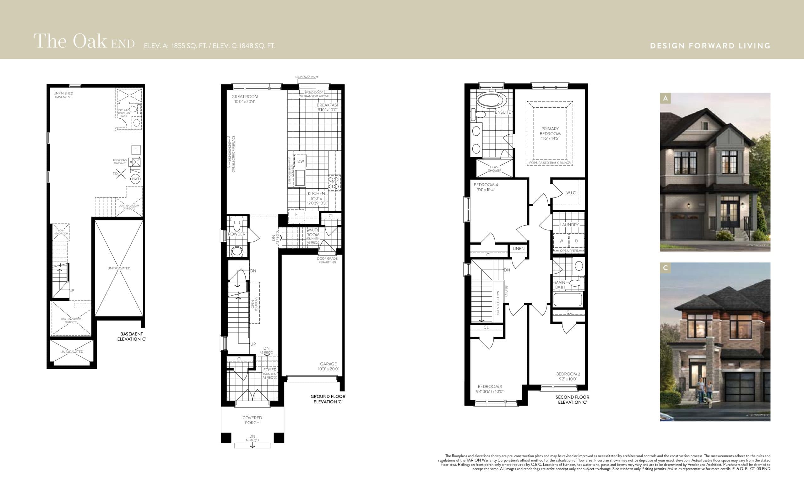 The Oak (End) Floor Plan at MODO by DECO Homes - 1855 sq.ft