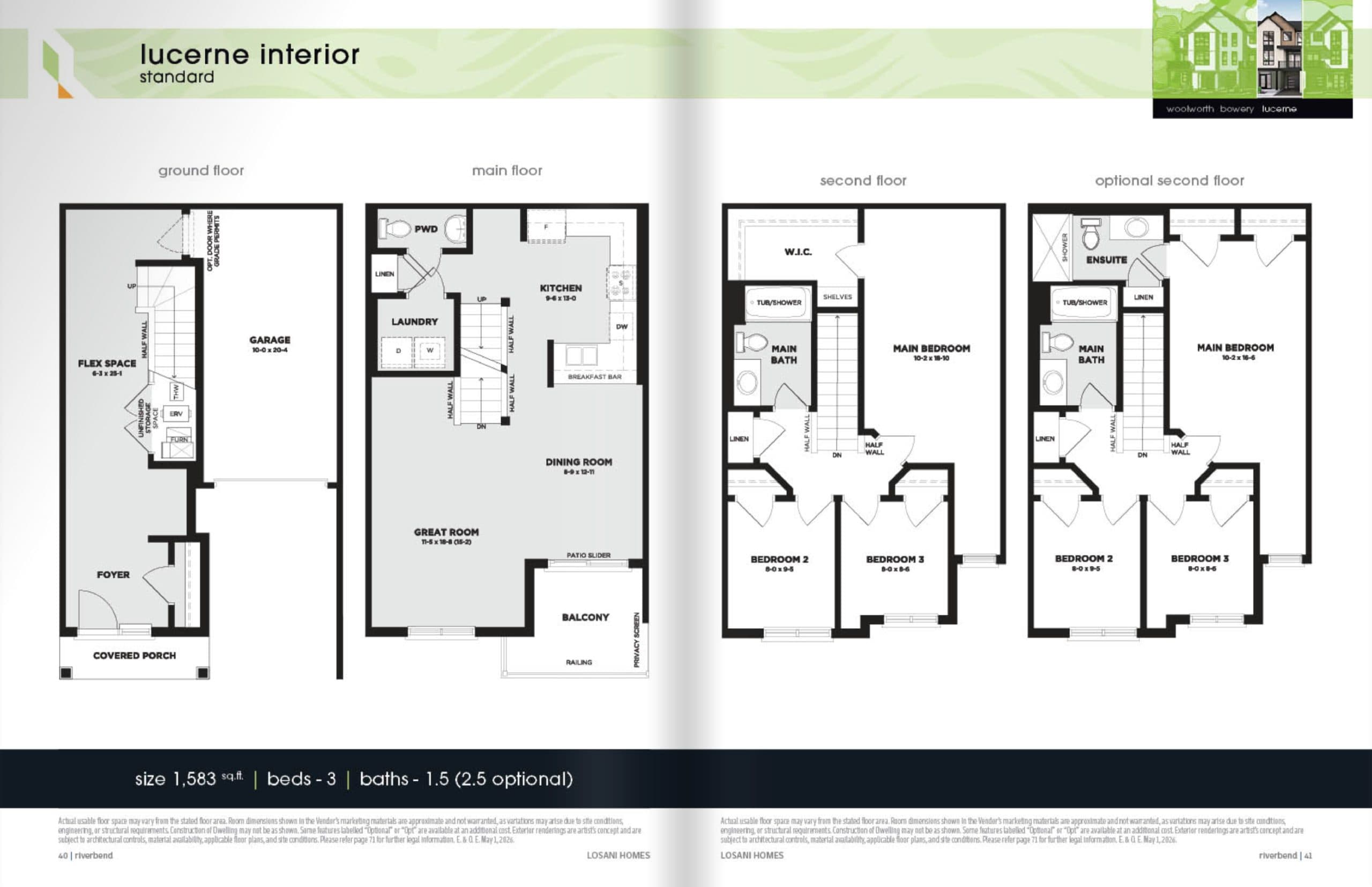 Lucerne Interior Floor Plan at River's Bend - Towns - 1583 sq.ft